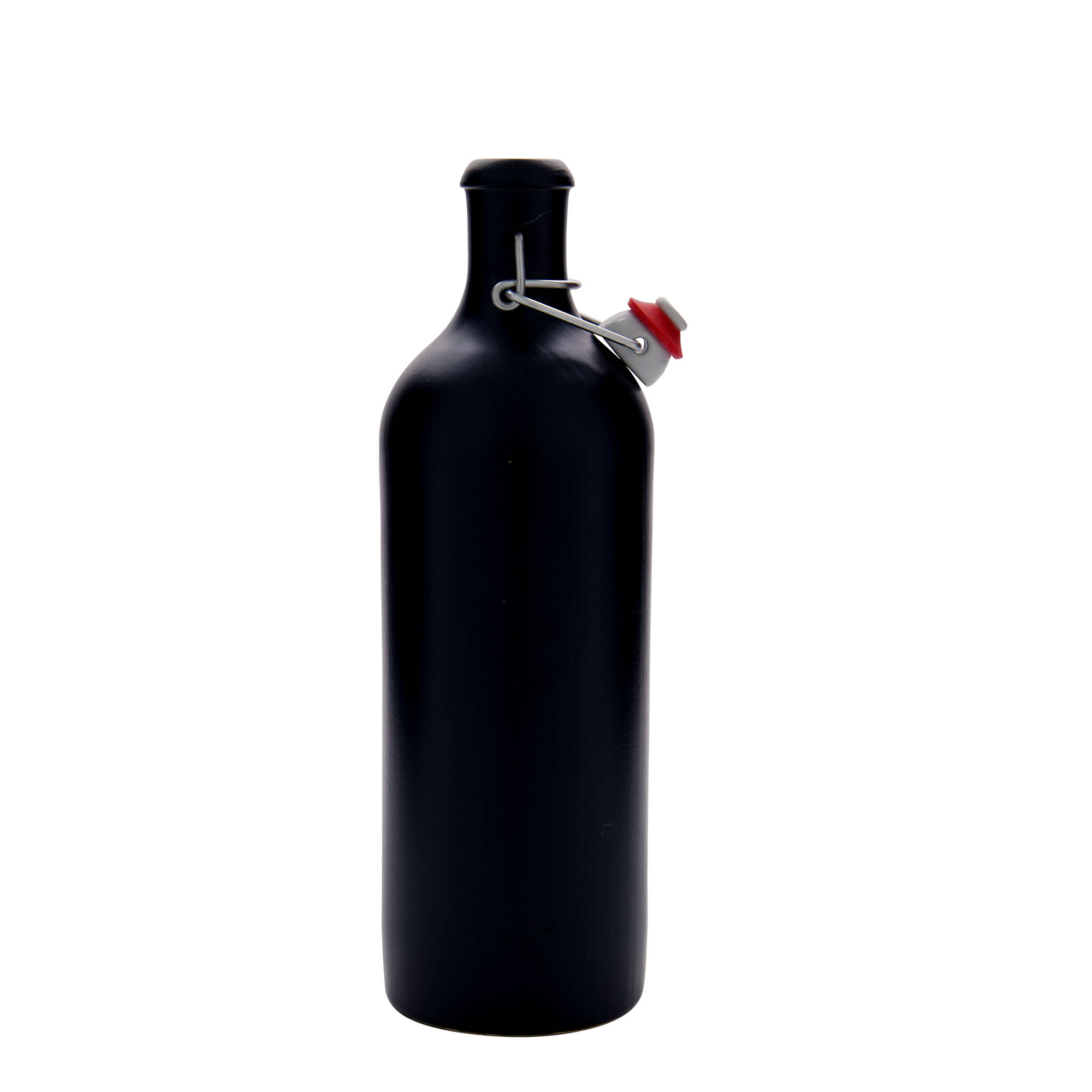750 ml ulcior de ceramică, negru, gură: închidere cu clemă