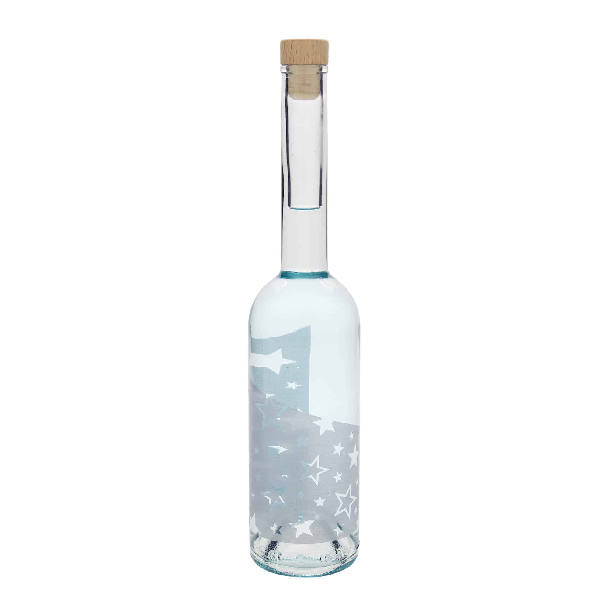 Sticlă de sticlă 500 ml „Opera”, motiv: stele argintii, gât: dop