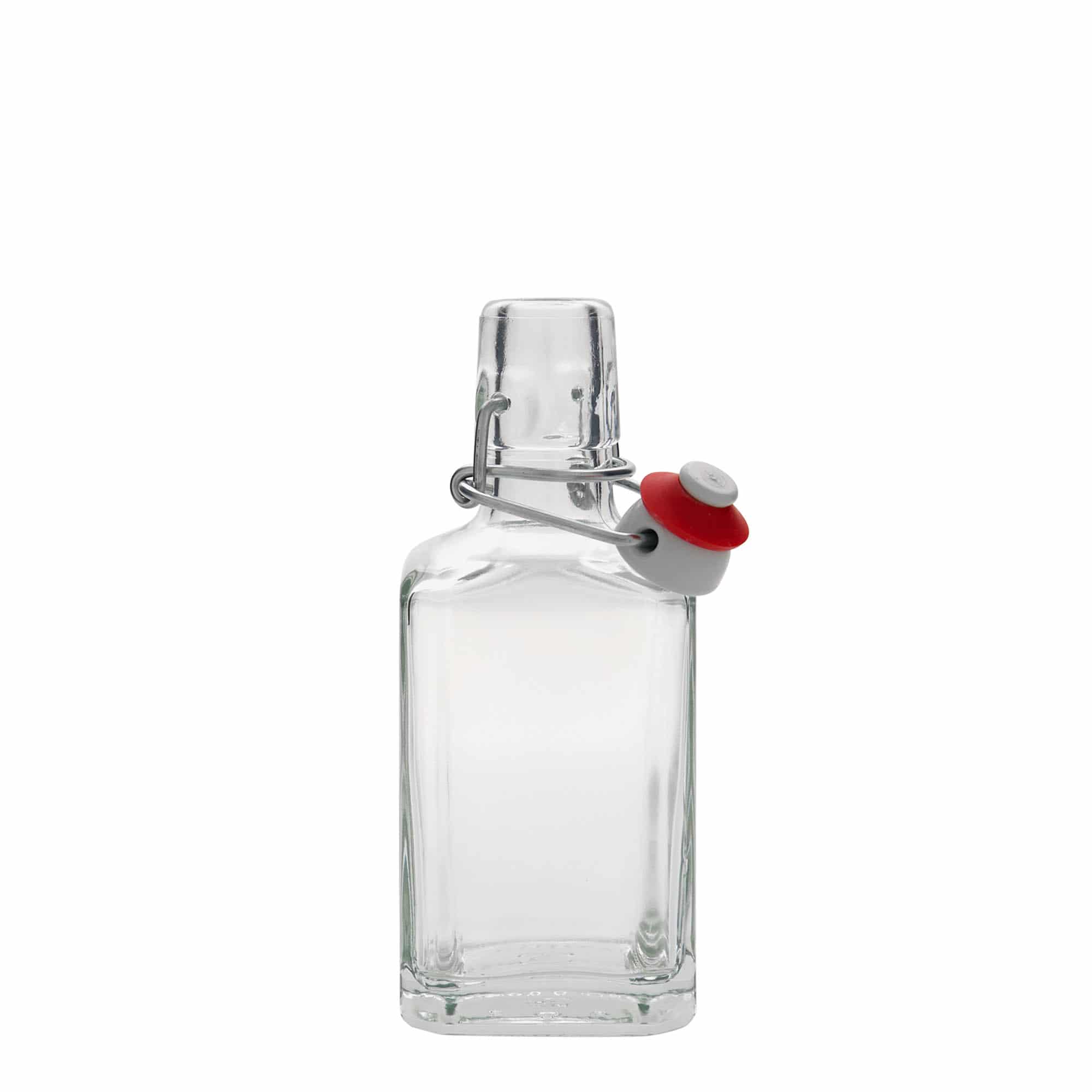 Sticlă de sticlă de 250 ml „Rialto”, pătrată, gura: închidere cu clemă