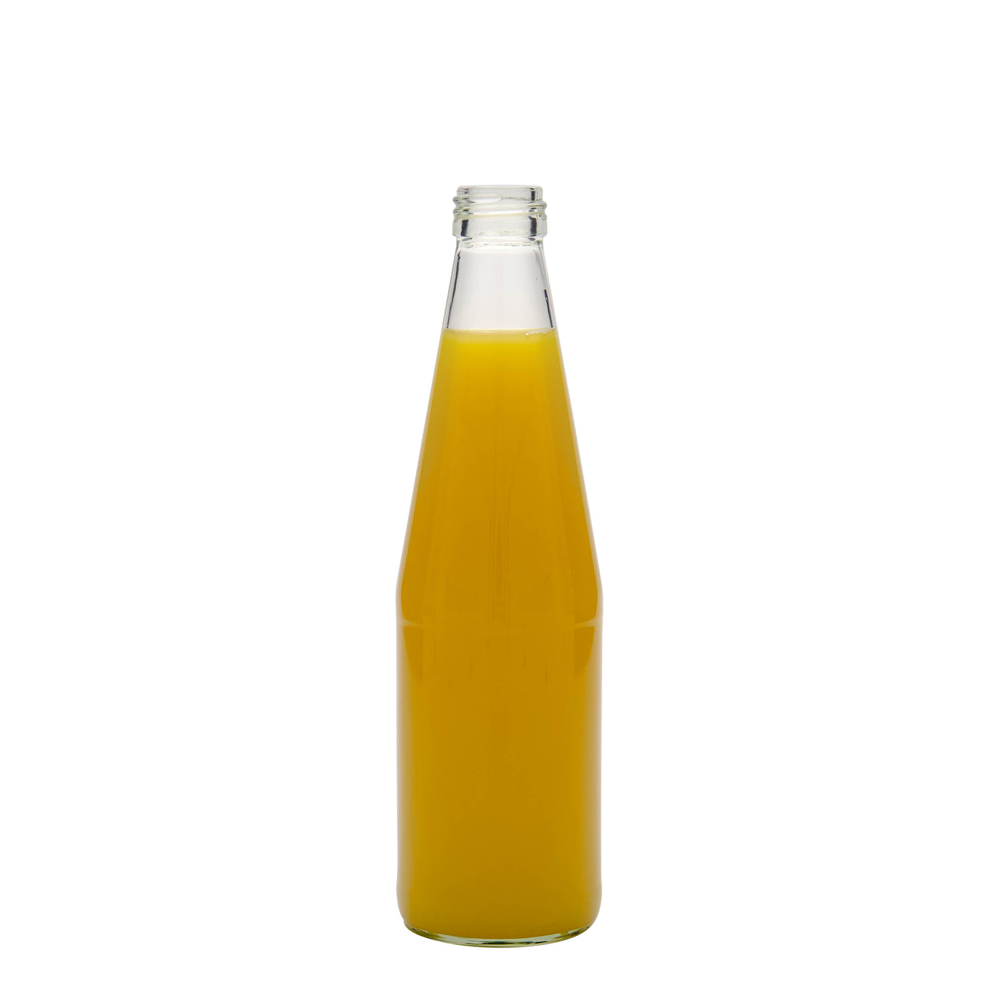 Sticlă universală 330 ml, formă de morcov, sticlă, gura: PP 28 Sticlă universală 330 ml, formă de morcov, sticlă, gura: PP 28