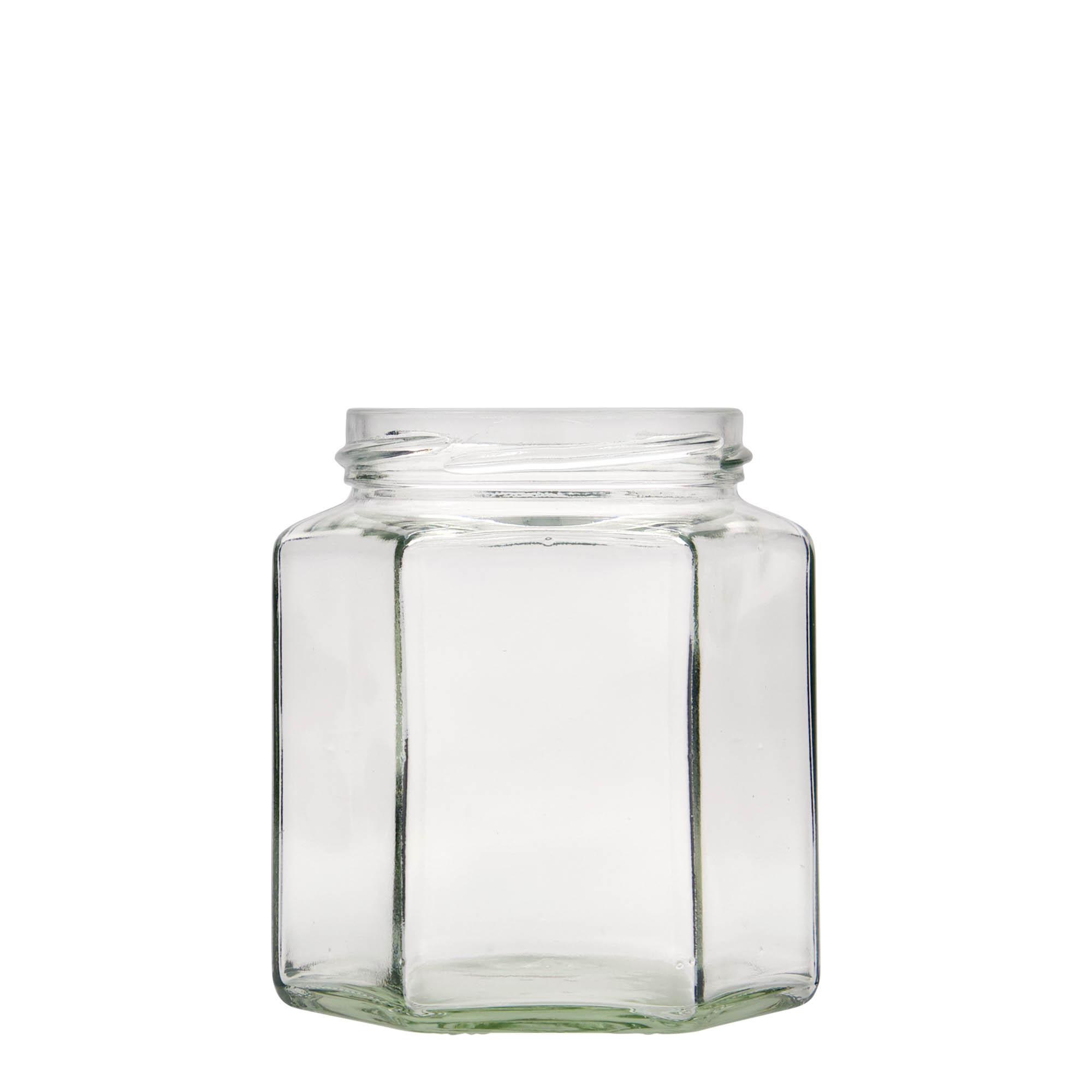 390 ml borcan hexagonal, gură: Twist-Off (TO 70) 390 ml borcan hexagonal, gură: Twist-Off (TO 70)