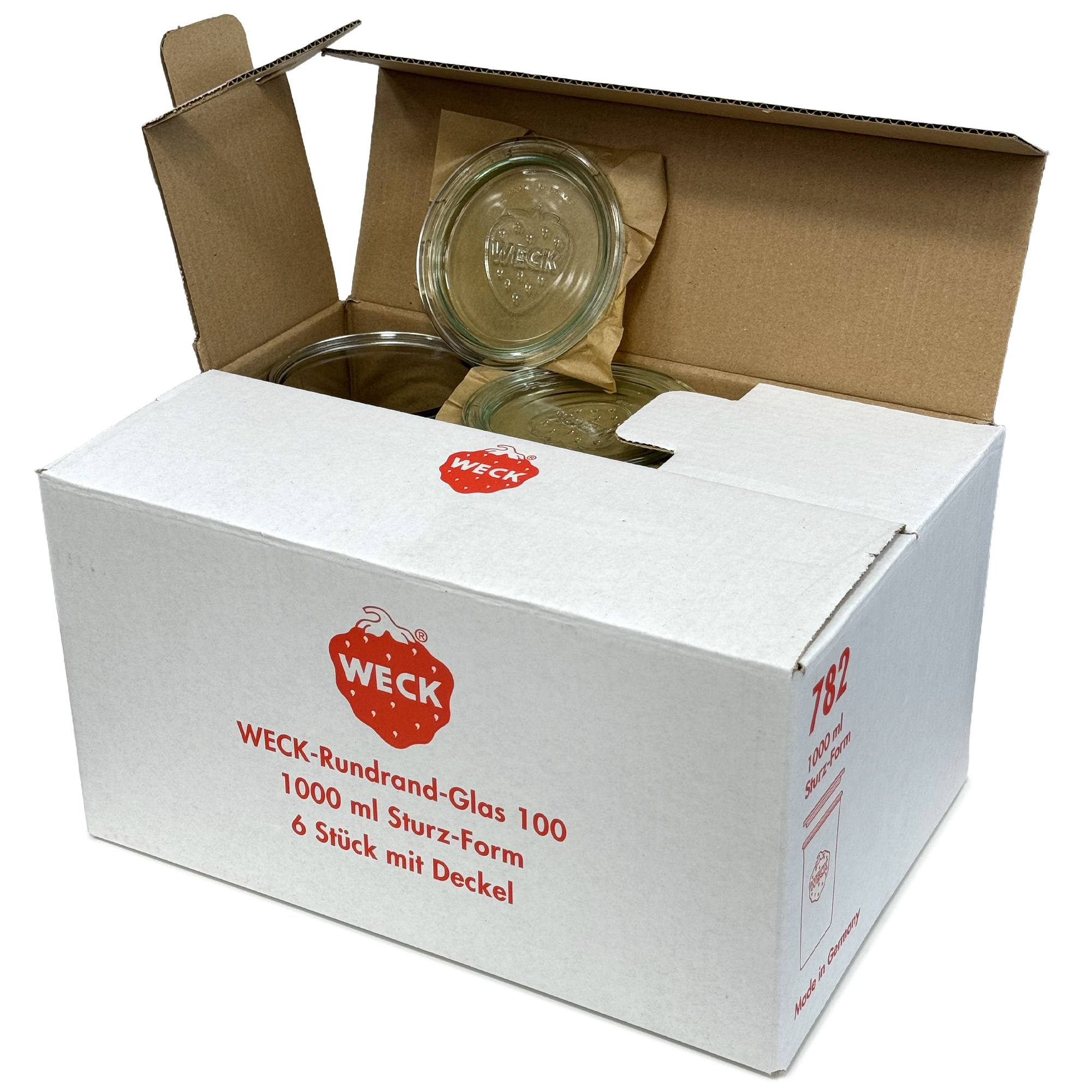 6x 1000 ml borcan WECK cu gura largă cu capac de sticlă RR 100