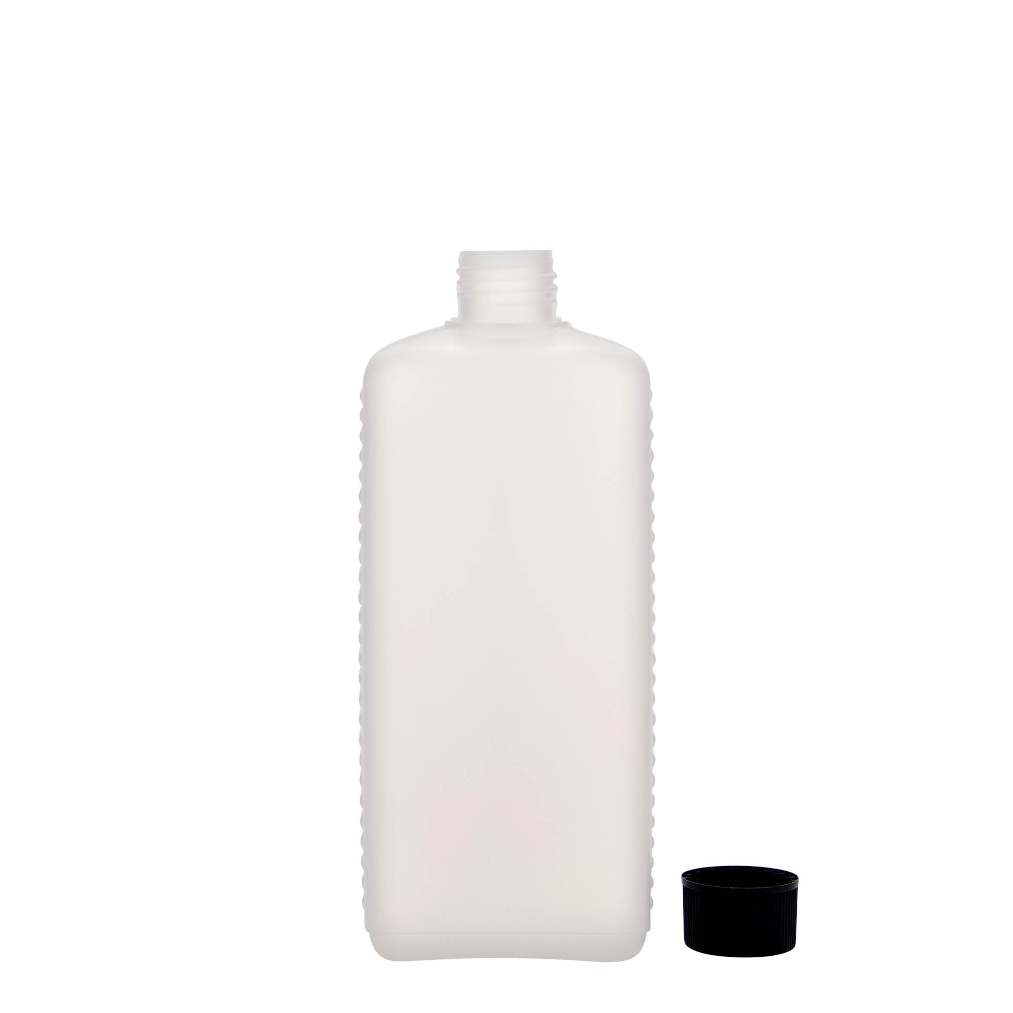 Bidon de 500 ml, dreptunghiular, plastic HDPE, natural, gura: DIN 25 EPE