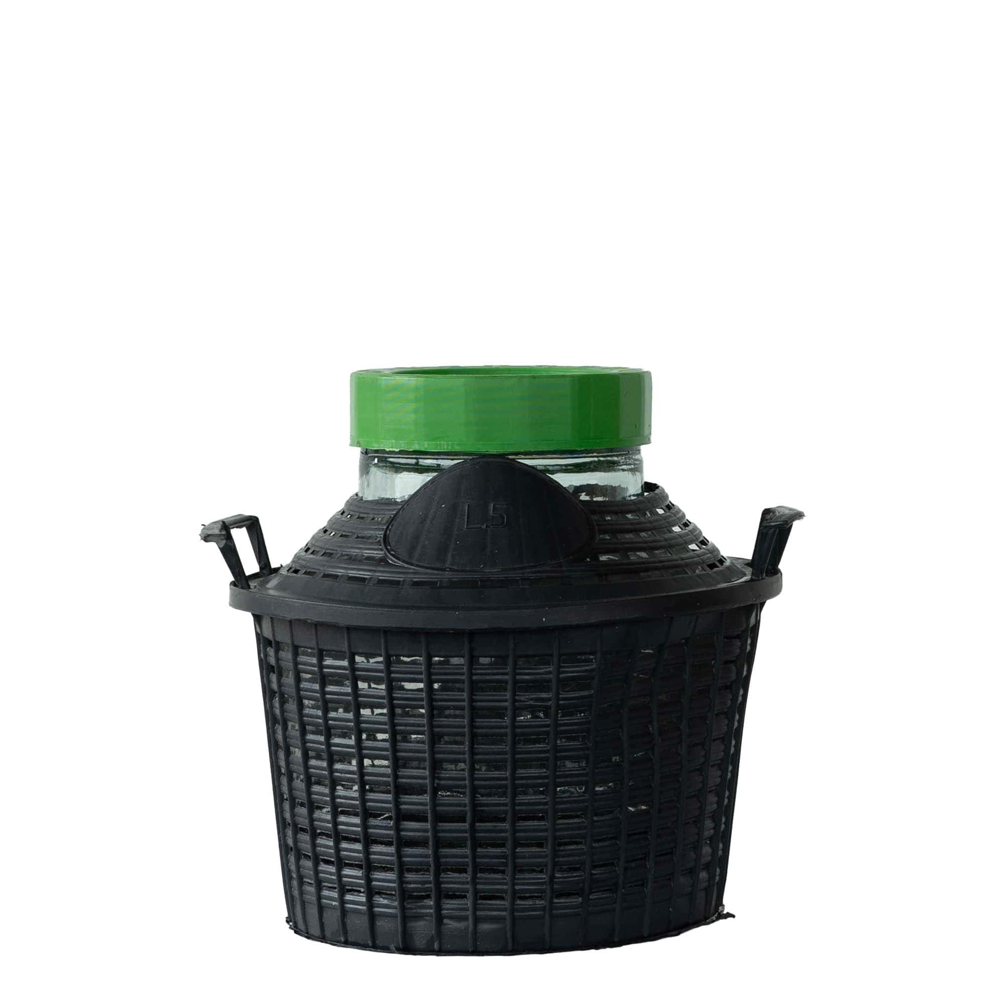 Butelie cu balon de 5 l, gât larg, sticlă, gură: capac cu filet