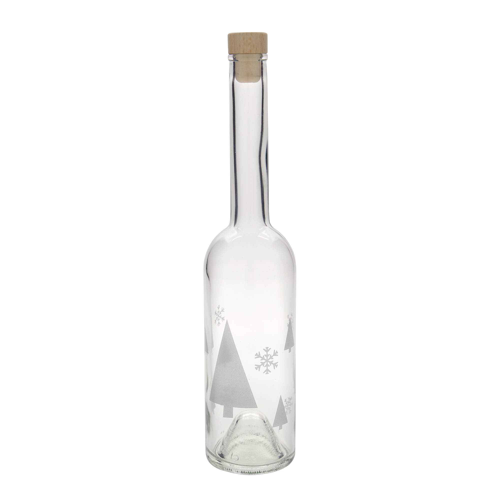 Sticlă de sticlă de 500 ml „Opera”, motiv: fulgi de zăpadă, gura: dop de plută Sticlă de sticlă de 500 ml „Opera”, motiv: fulgi de zăpadă, gura: dop de plută