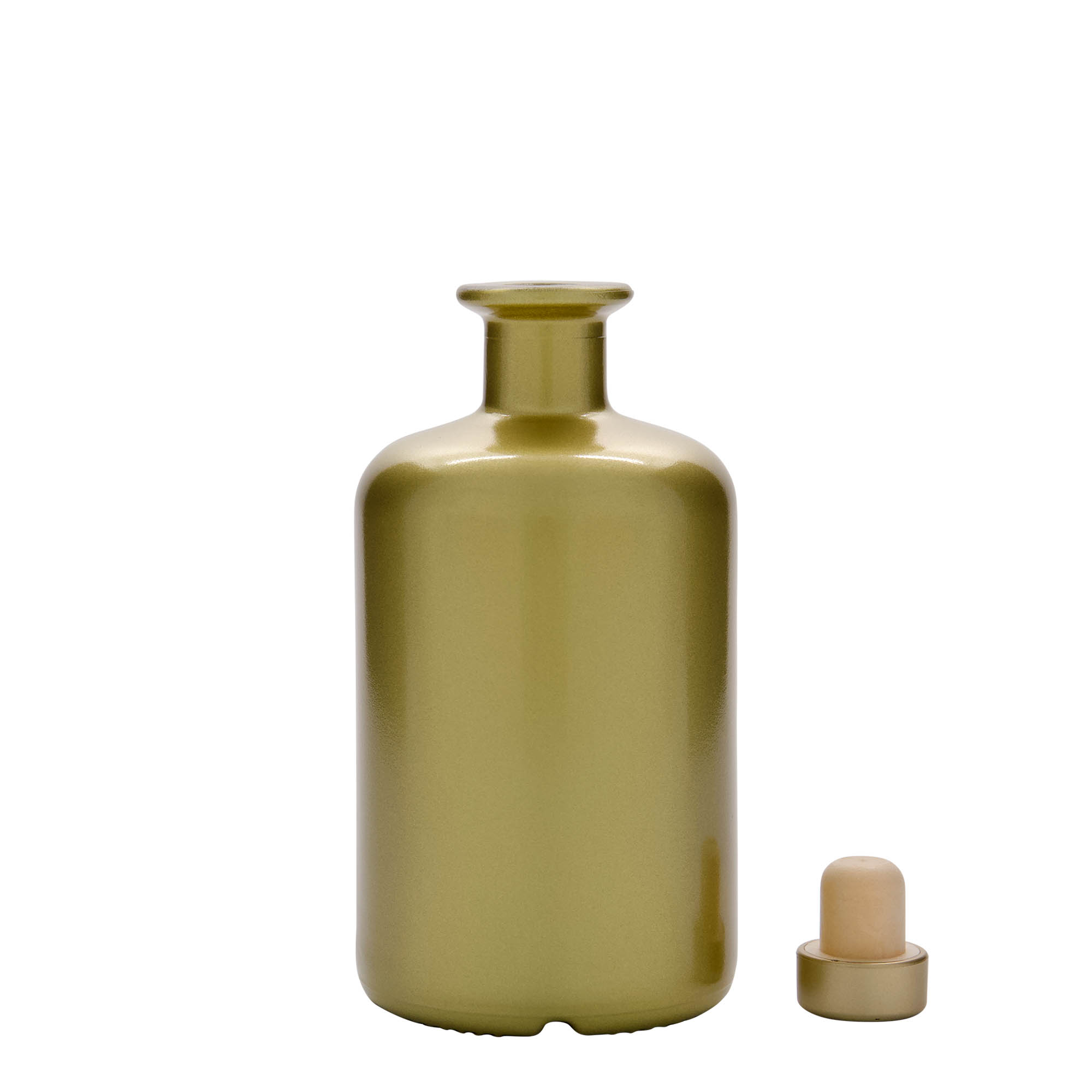 Sticlă de 500 ml pentru farmacie, aurie, gura: dop de plută Sticlă de 500 ml pentru farmacie, aurie, gura: dop de plută