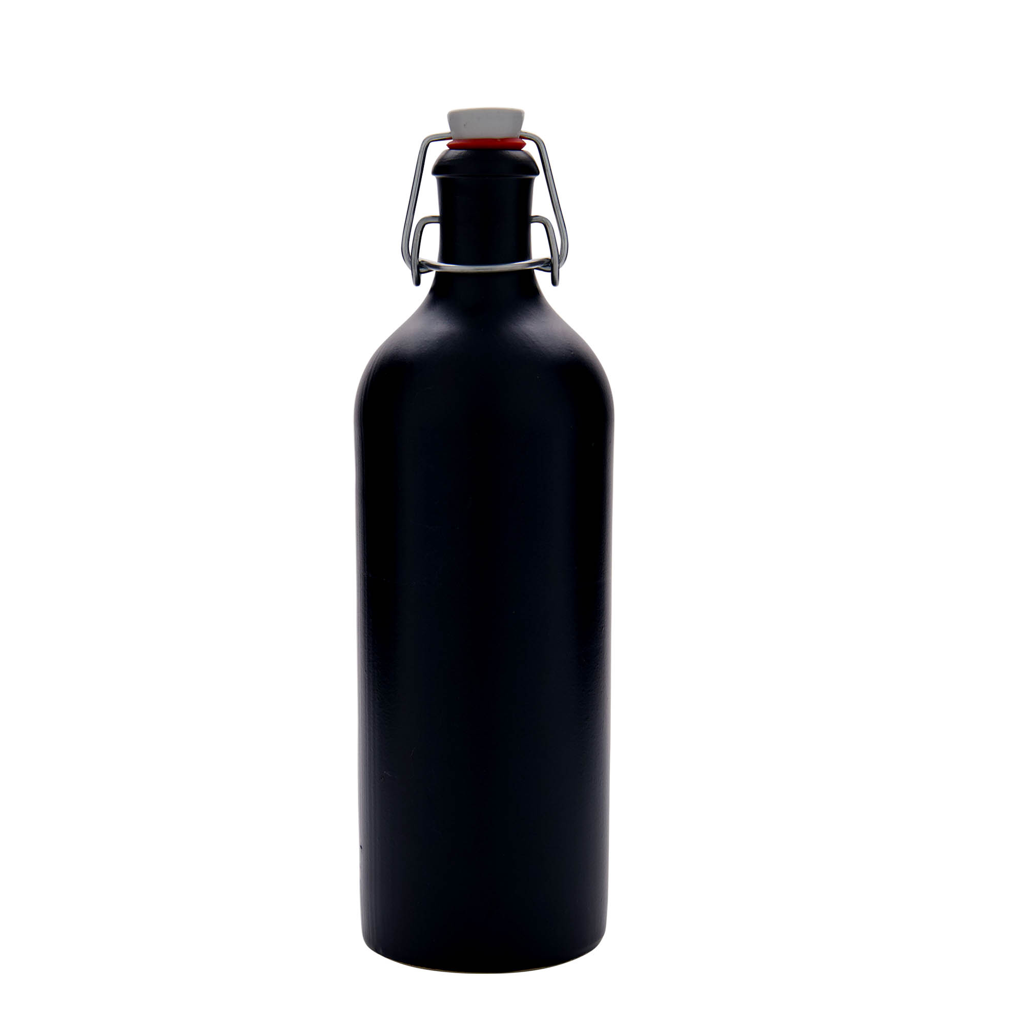 750 ml ulcior de ceramică, negru, gură: închidere cu clemă