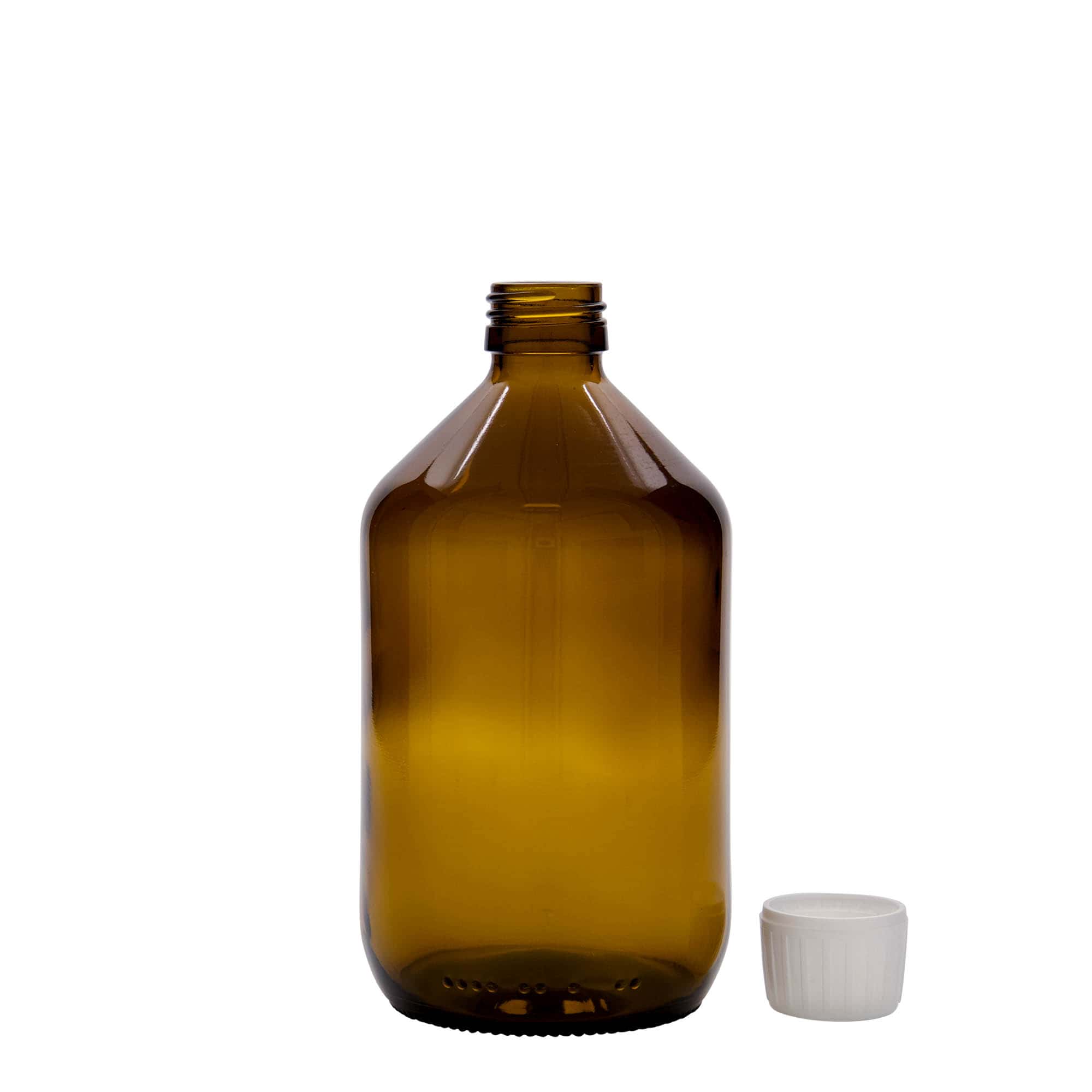 Flacon medical de 500 ml, maro, sticlă, gura: PP 28