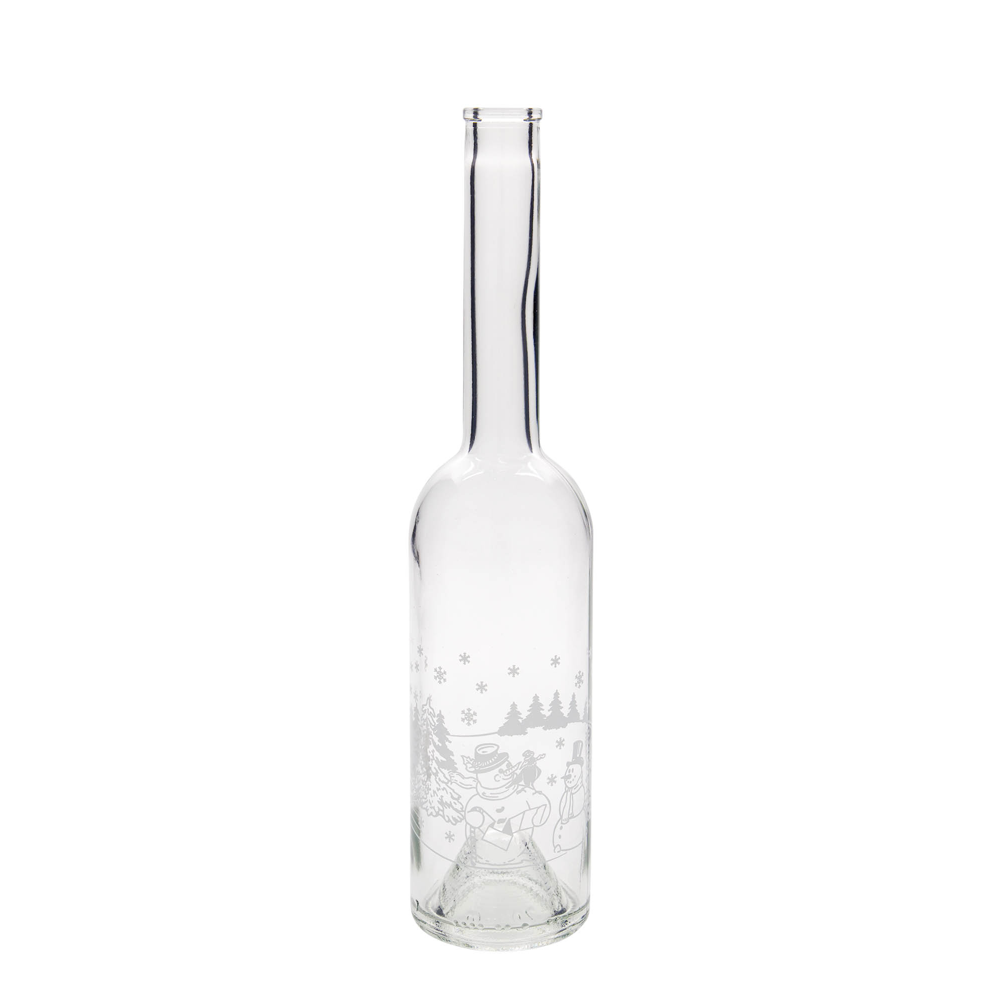 Sticlă de sticlă de 500 ml „Opera”, motiv: sticlă cu om de zăpadă, gât: dop de plută Sticlă de sticlă de 500 ml „Opera”, motiv: sticlă cu om de zăpadă, gât: dop de plută