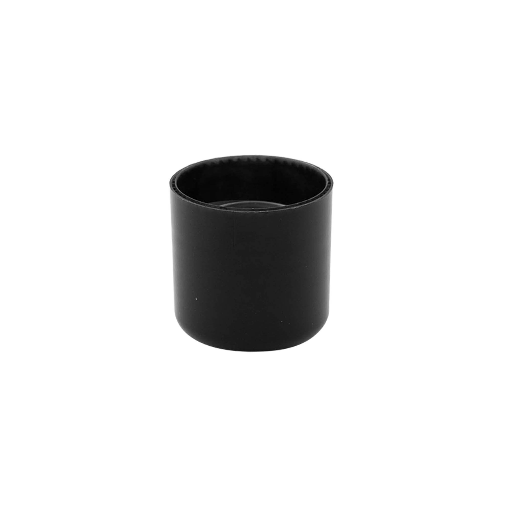 Capac cu filet cu inserție pentru seringă, plastic PP, negru, pentru gura: 24/410 Capac cu filet cu inserție pentru seringă, plastic PP, negru, pentru gura: 24/410