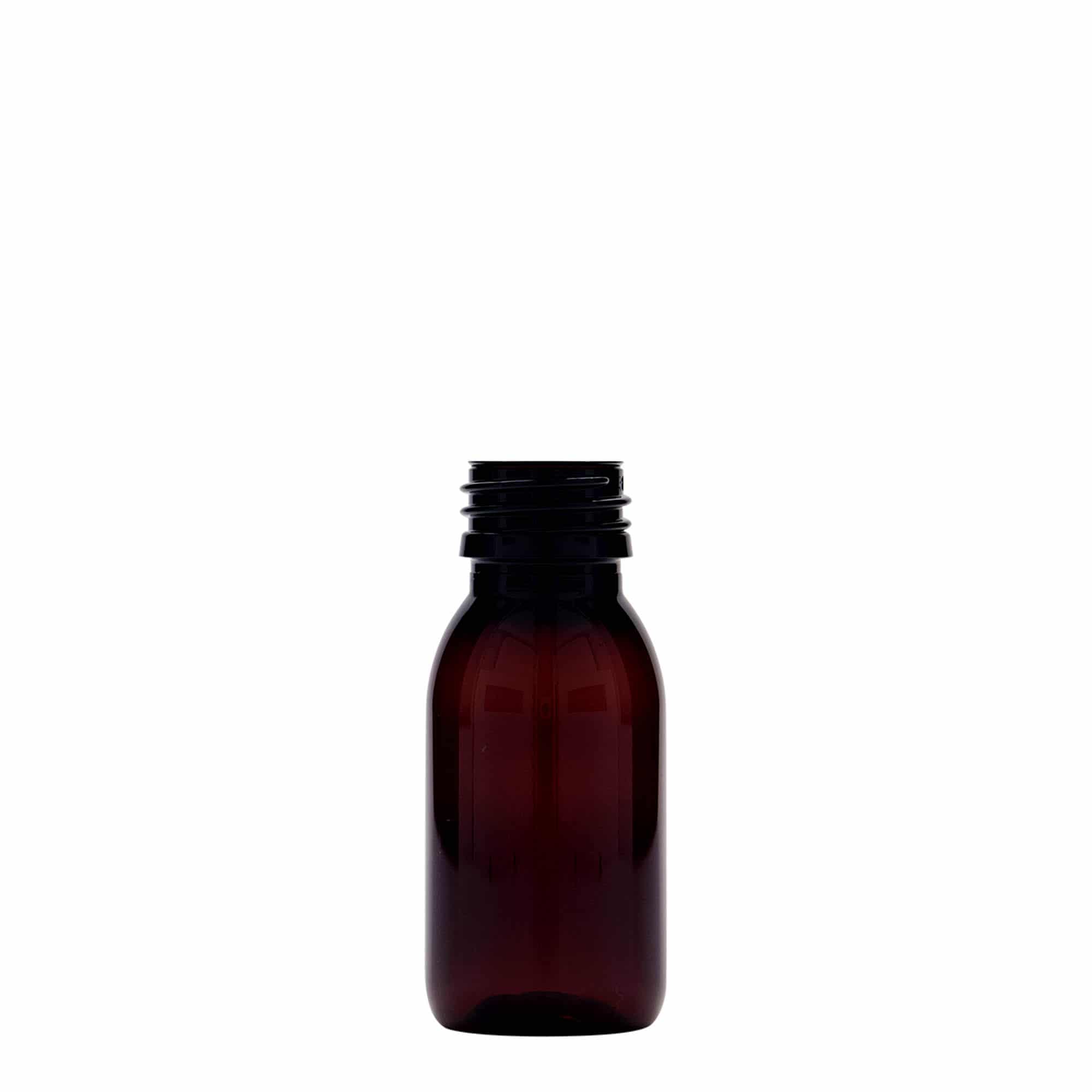 60 ml sticlă medicală PET, maro, plastic, gură: PP 28