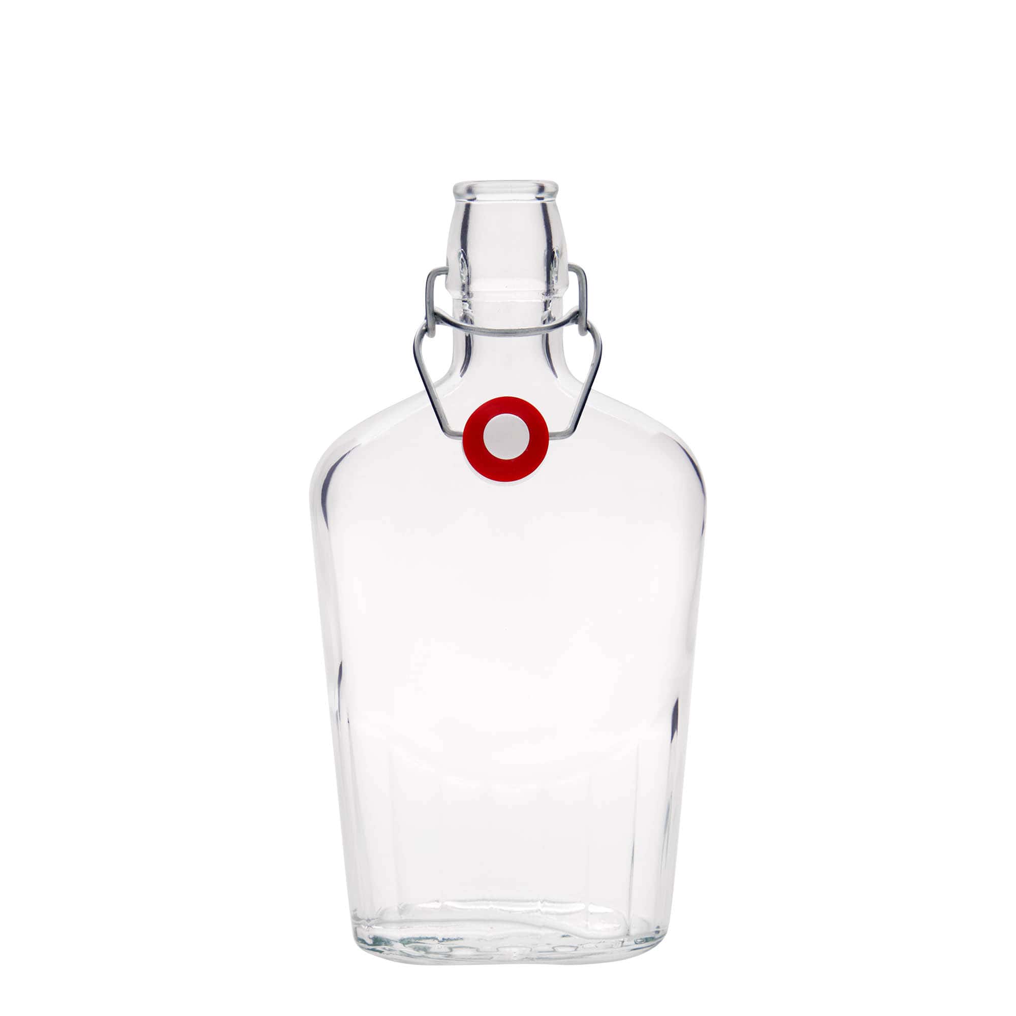 Sticlă de sticlă 500 ml 'Fiaschetta', ovală, gura: închidere cu clemă