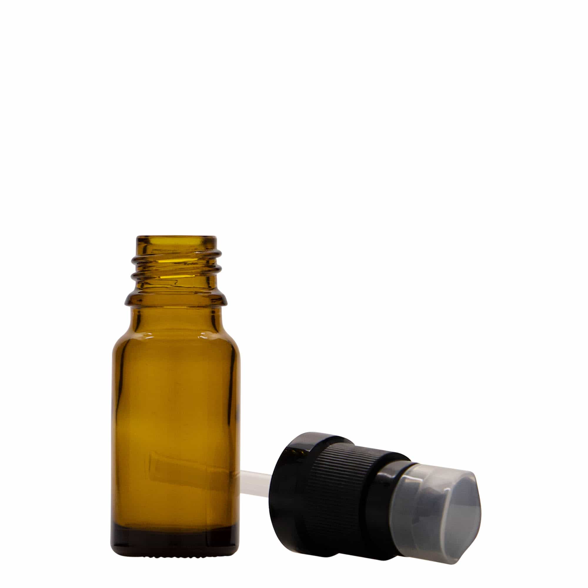 Flacon medical de 10 ml cu pompă pentru loțiune, sticlă, maro, gura: DIN 18