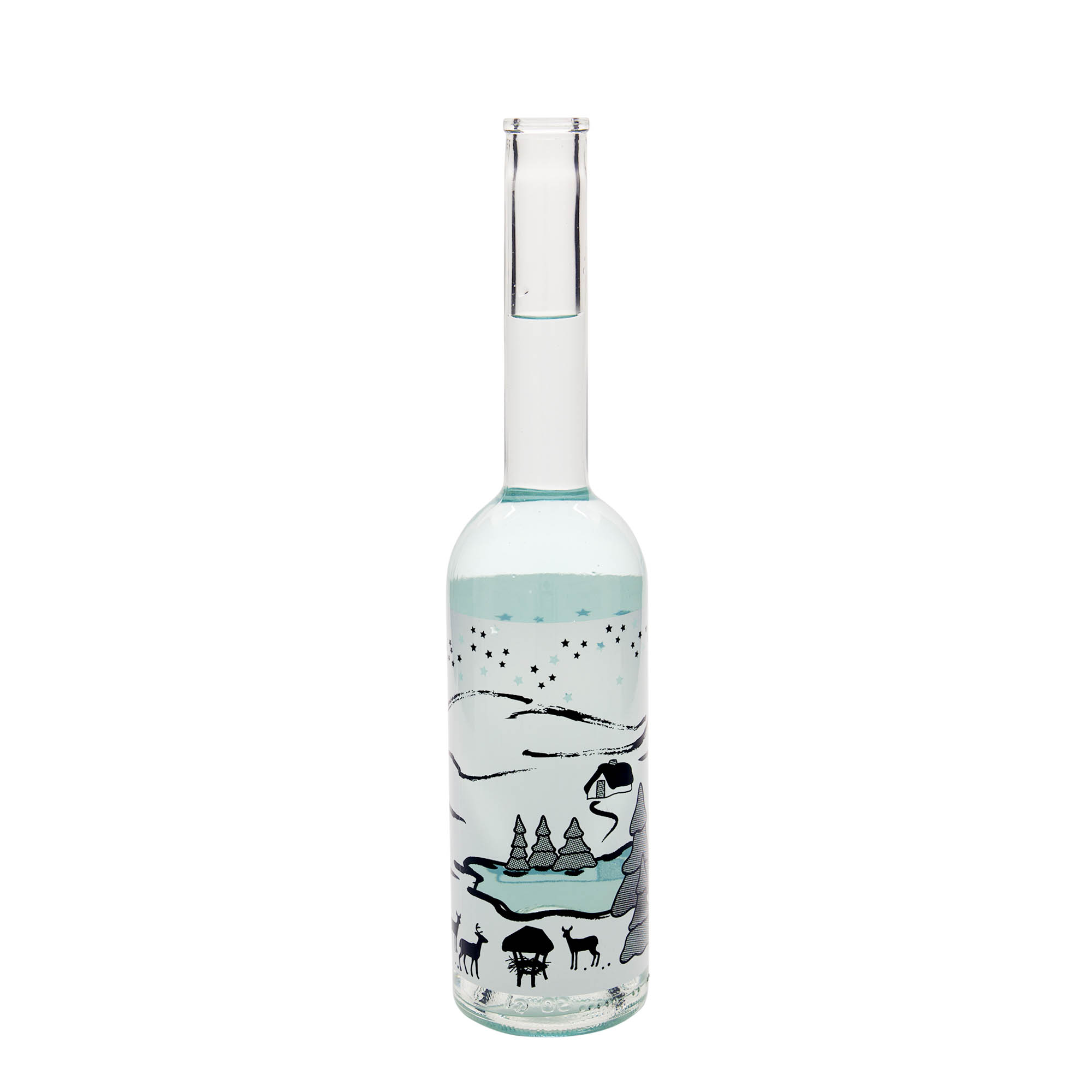 Sticlă de sticlă de 500 ml „Opera”, motiv: Vis de iarnă-Bianco, gât: plută Sticlă de sticlă de 500 ml „Opera”, motiv: Vis de iarnă-Bianco, gât: plută