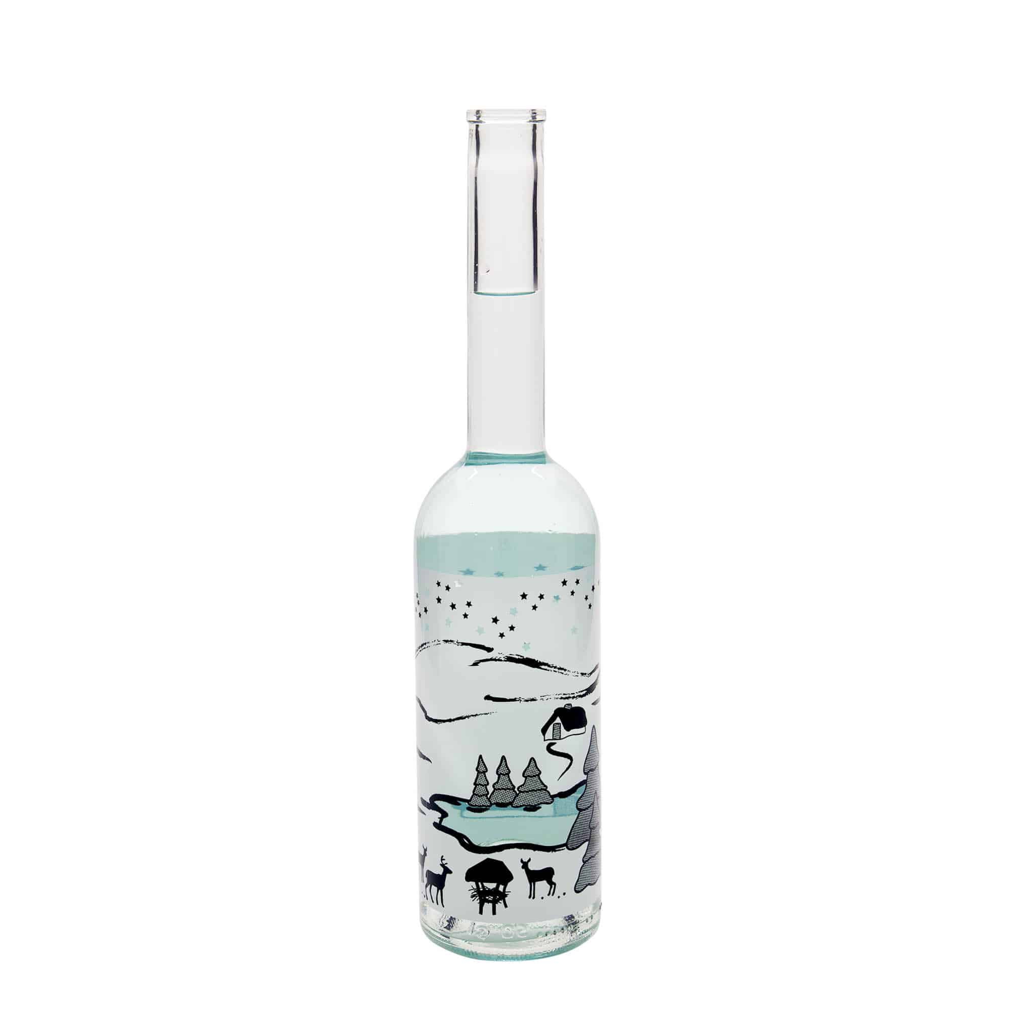 Sticlă de sticlă de 500 ml „Opera”, motiv: Vis de iarnă-Bianco, gât: plută