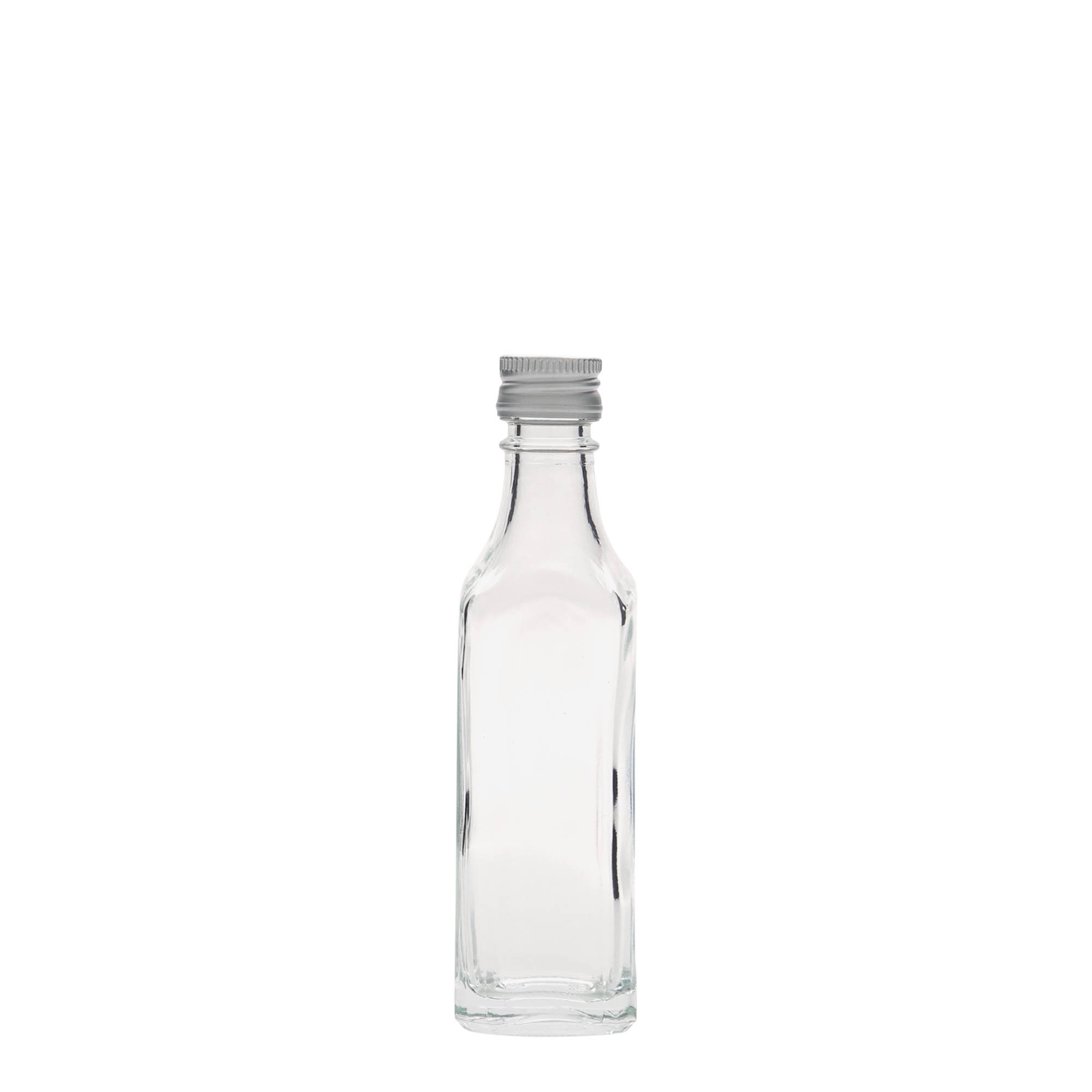 Sticlă de sticlă de 50 ml „Siena”, pătrată, gura: PP 18