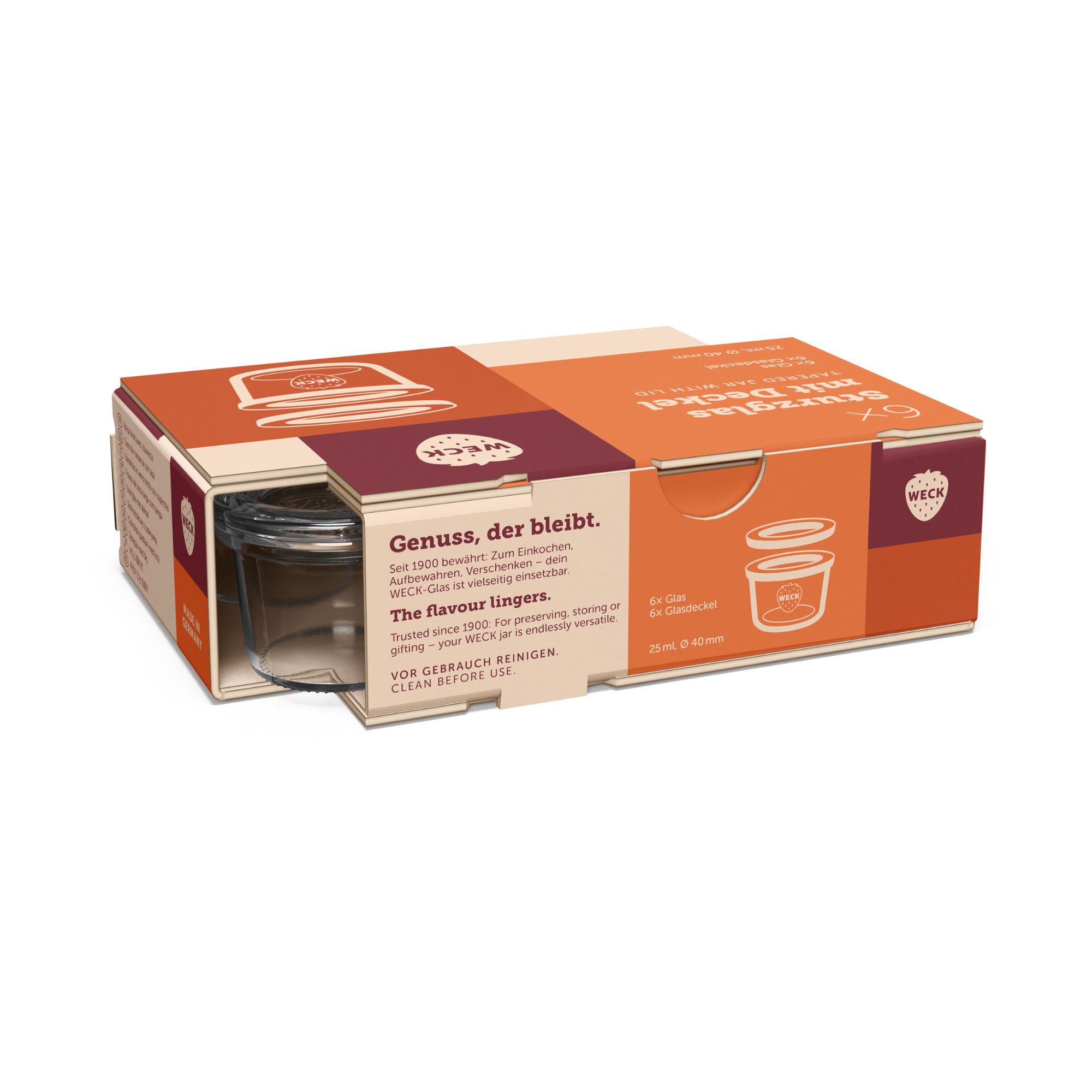 12x 35 ml borcan WECK cu gura largă cu capac de sticlă RR 40