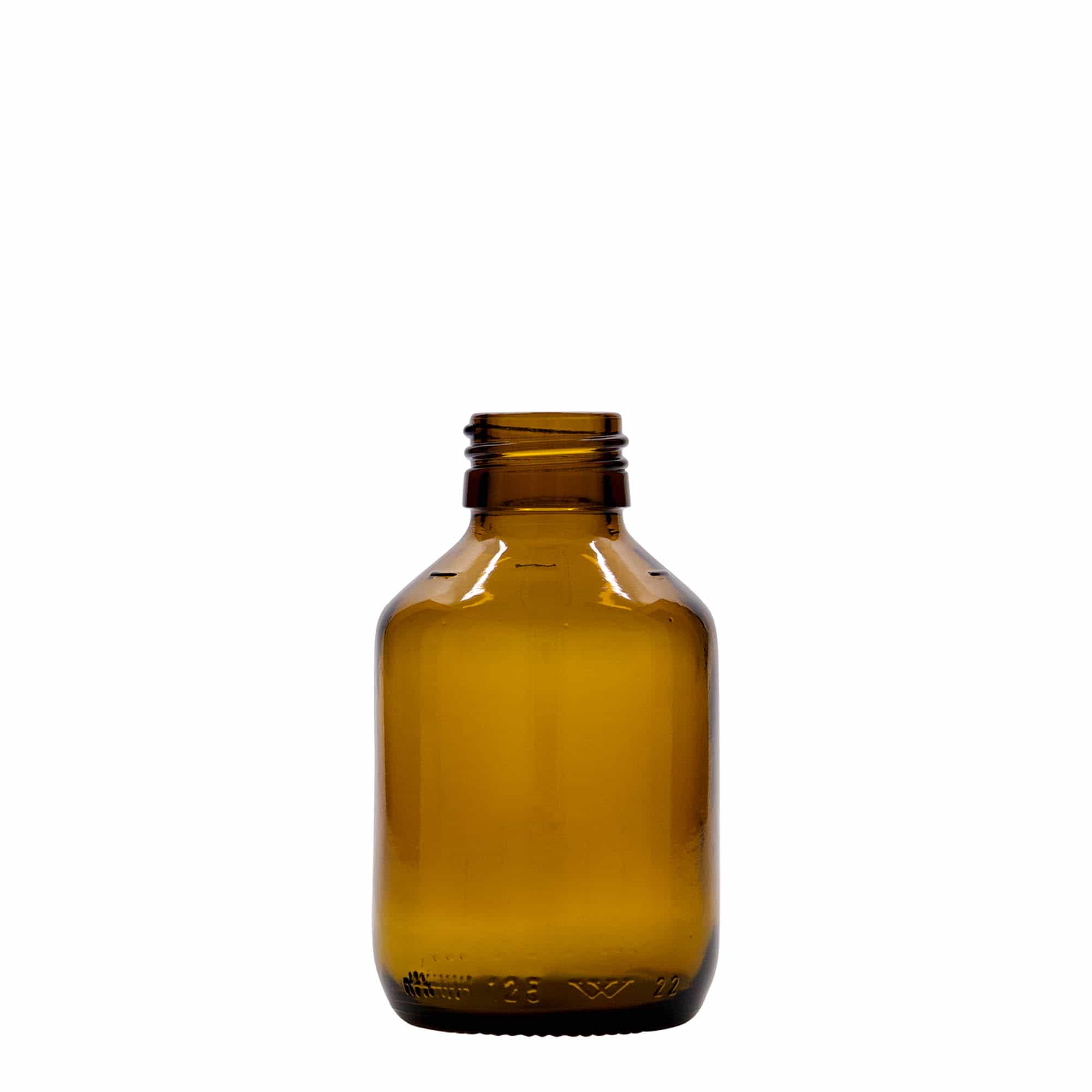 125 ml sticlă medicală, maro, sticlă, gura: PP 28 125 ml sticlă medicală, maro, sticlă, gura: PP 28