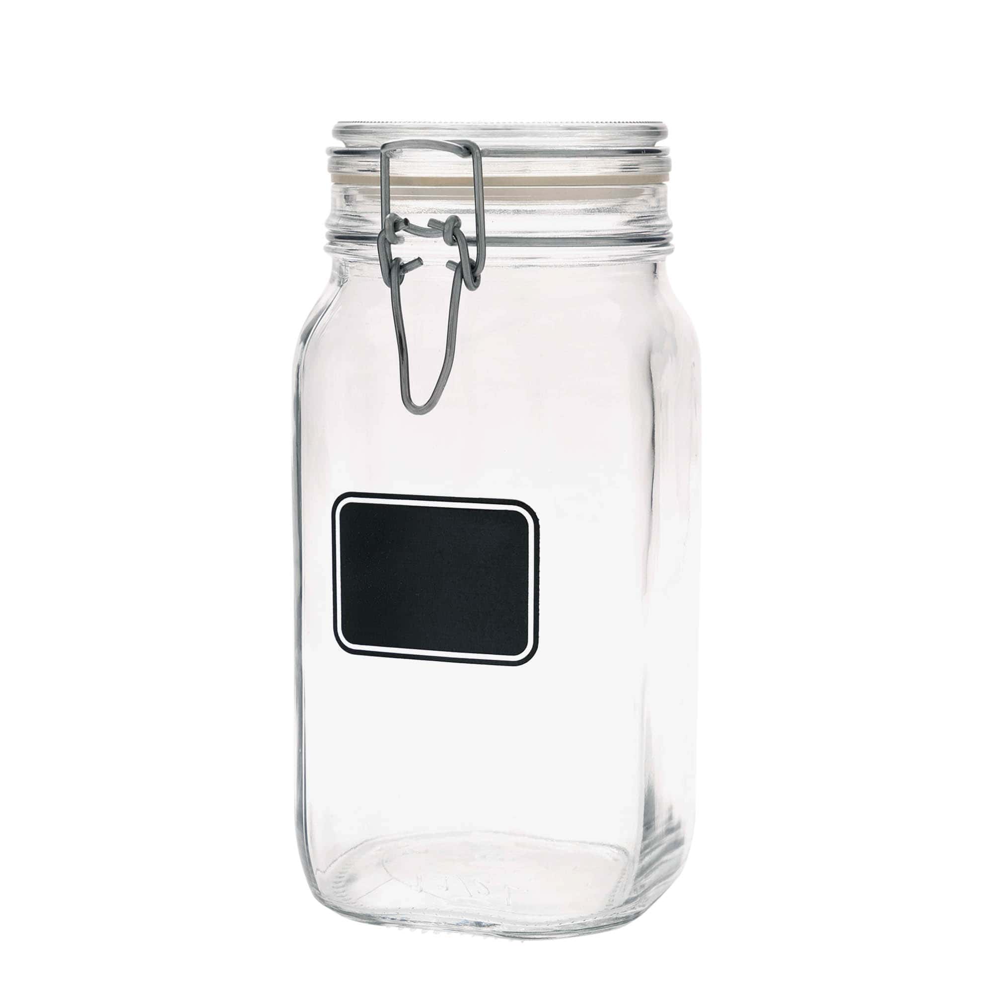 1.500 ml borcan cu clemă metalică „Fido”, motiv: câmp pentru etichetă, pătrat, gura: închidere cu clemă metalică 1.500 ml borcan cu clemă metalică „Fido”, motiv: câmp pentru etichetă, pătrat, gura: închidere cu clemă metalică