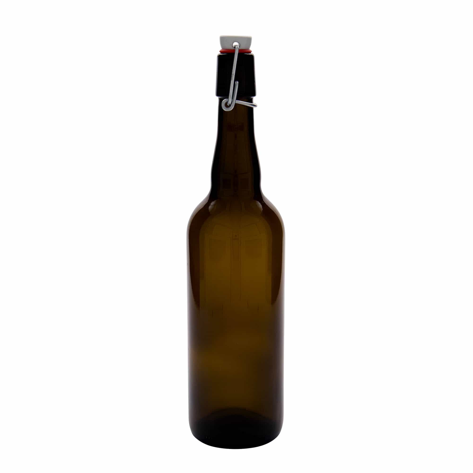 Sticlă de bere 750 ml Belgia, sticlă, maro, gât: închidere cu clemă