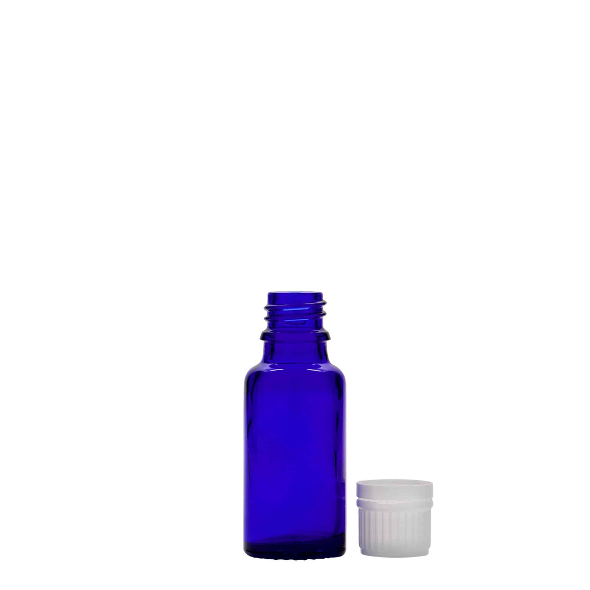 Flacon medical de 20 ml, sticlă, albastru regal, gura: DIN 18