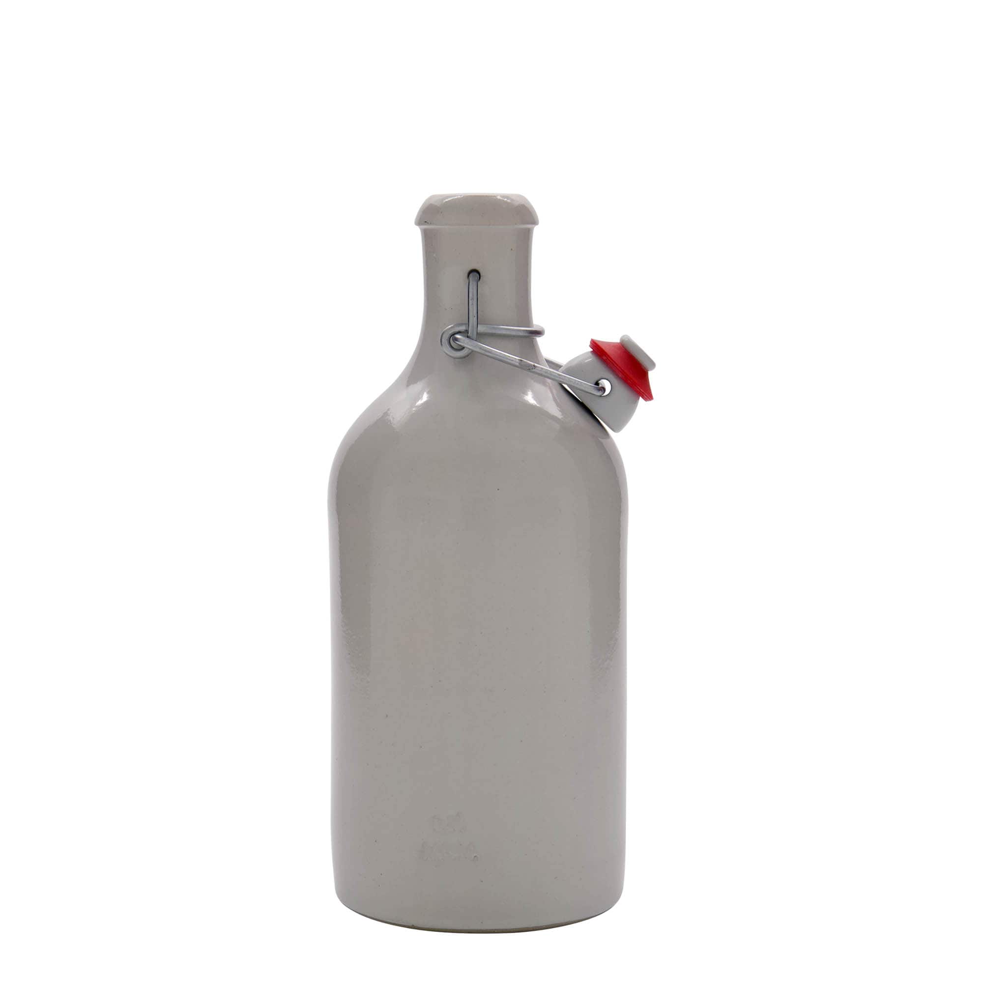 500 ml ulcior de lut, ceramică, alb, gura: închidere cu clemă