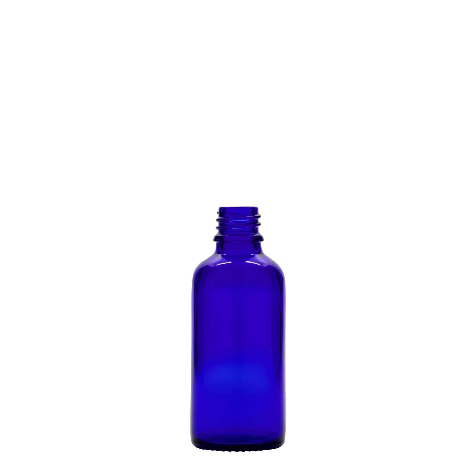 50 ml sticlă medicală, sticlă, albastru regal, gura: DIN 18