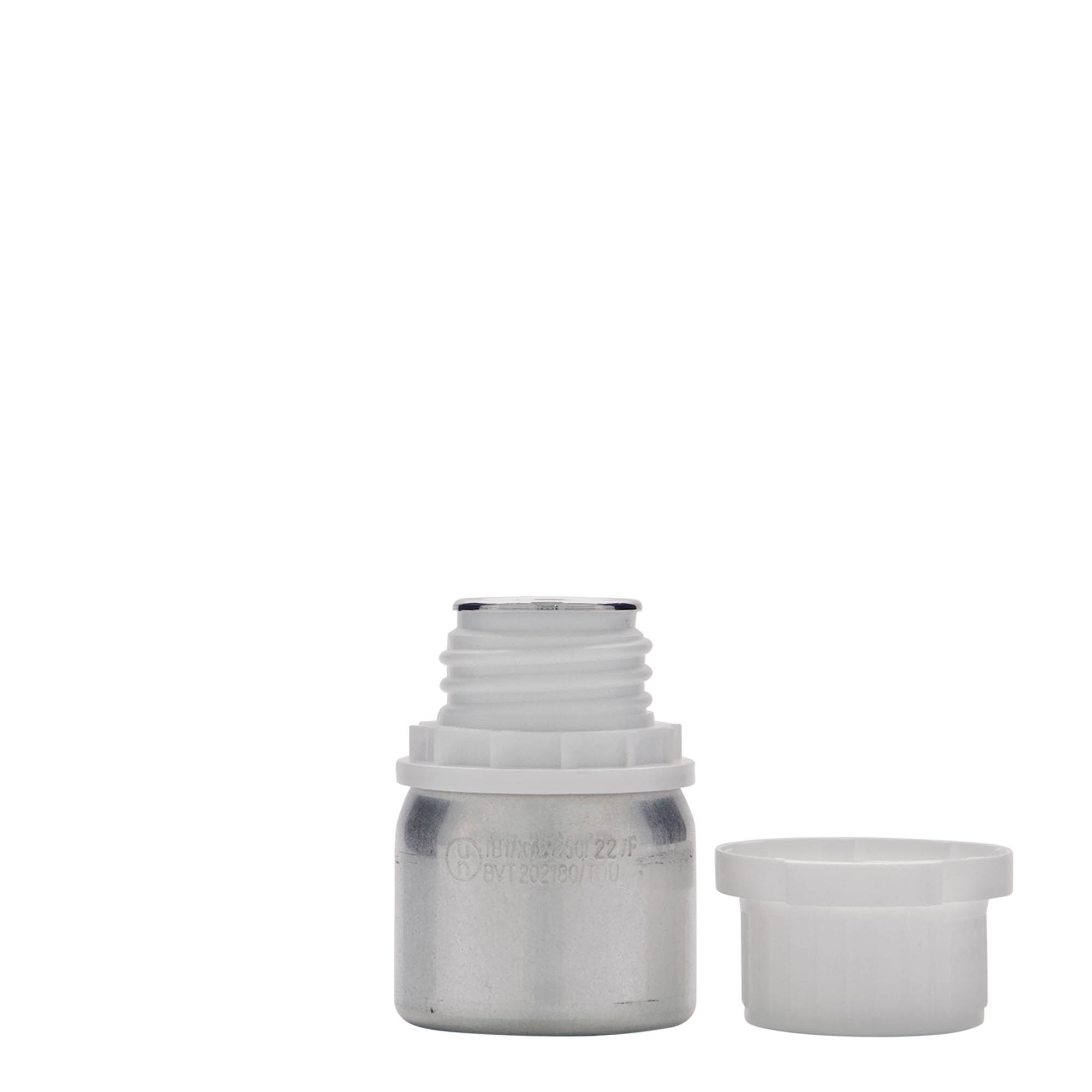 Flacon de aluminiu de 50 ml, metal, argintiu, gură: DIN 32