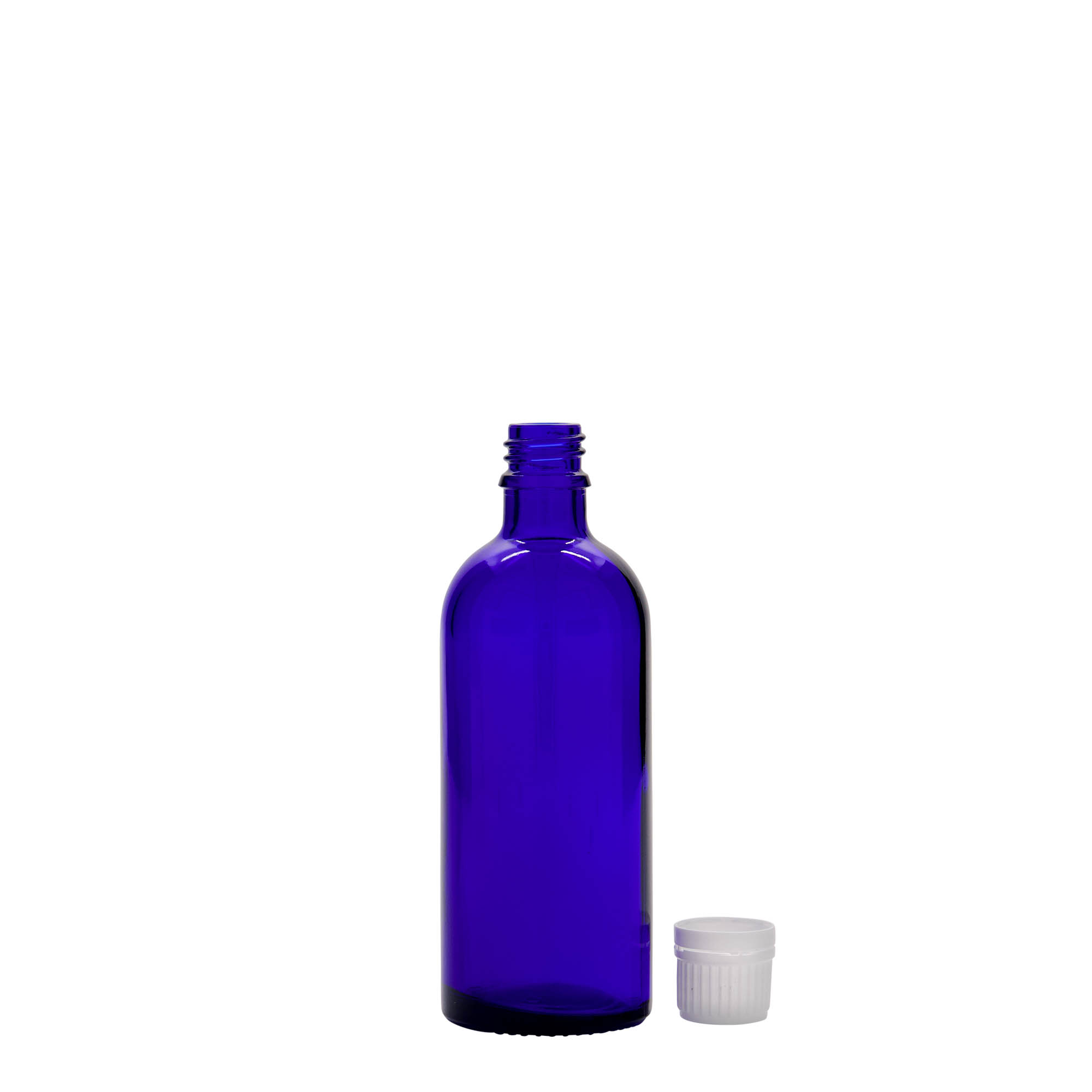 100 ml sticlă medicală, sticlă, albastru regal, gura: DIN 18 100 ml sticlă medicală, sticlă, albastru regal, gura: DIN 18