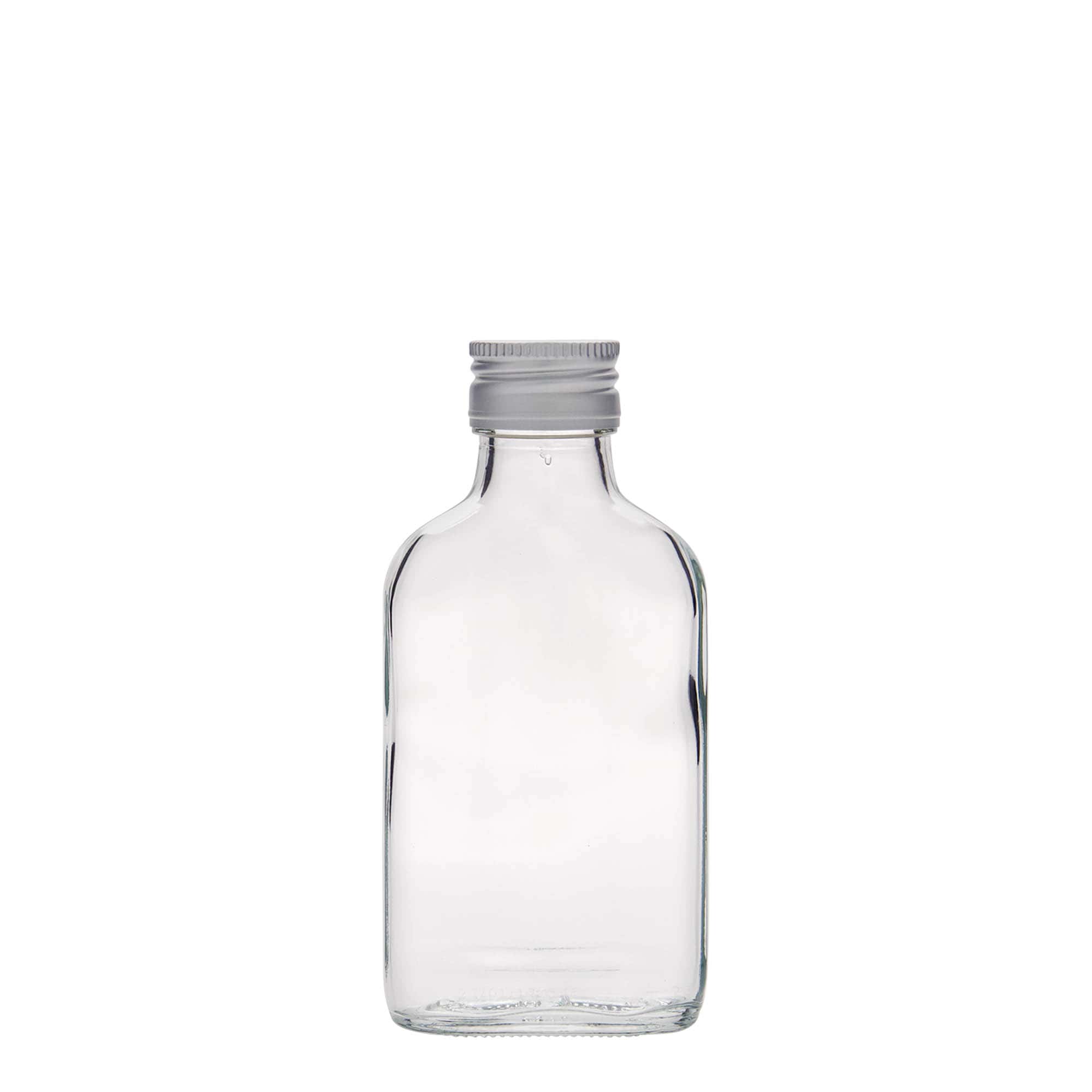 Sticluță de buzunar 100 ml, dreptunghiulară, sticlă, gura: PP 28