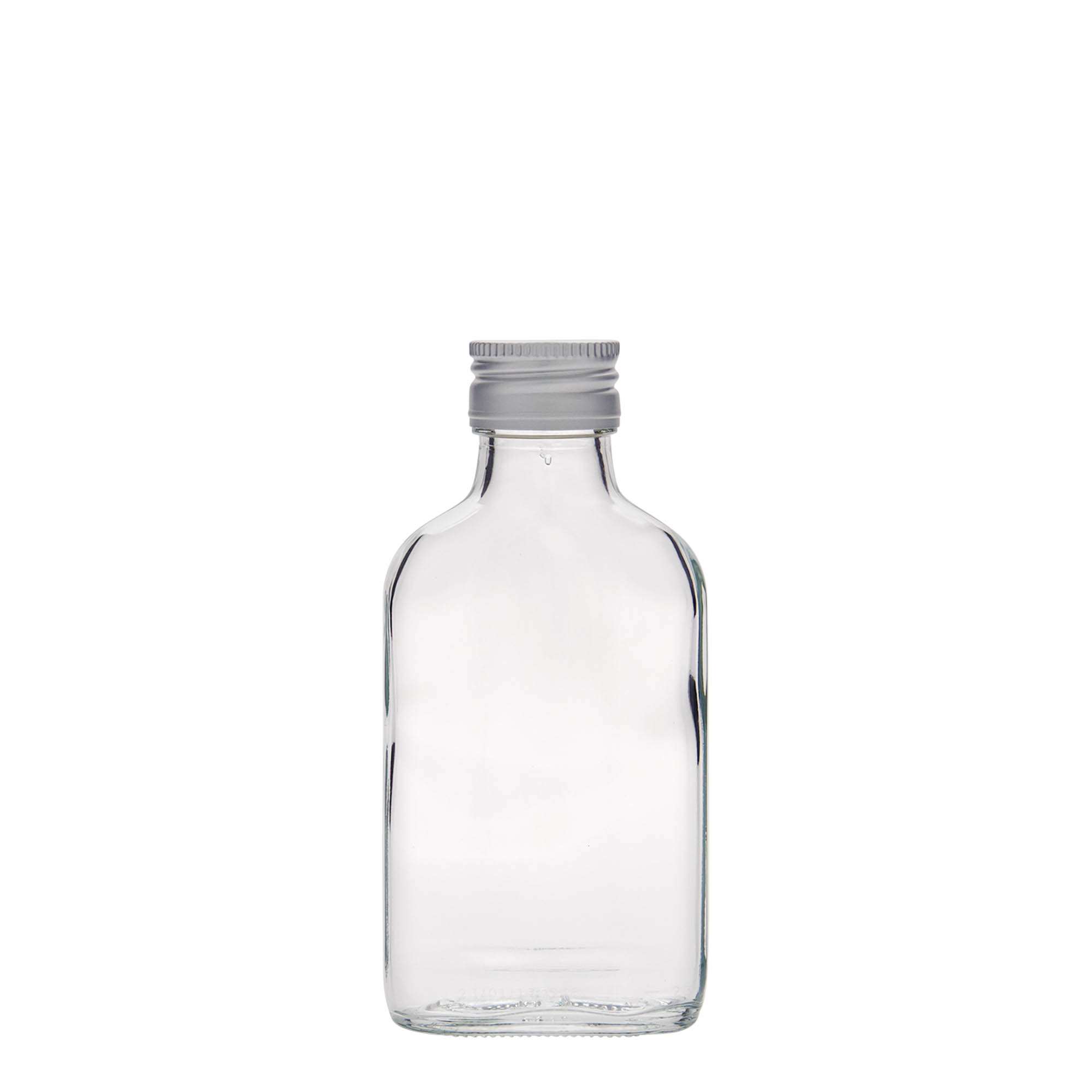 Sticluță de buzunar 100 ml, dreptunghiulară, sticlă, gura: PP 28 Sticluță de buzunar 100 ml, dreptunghiulară, sticlă, gura: PP 28