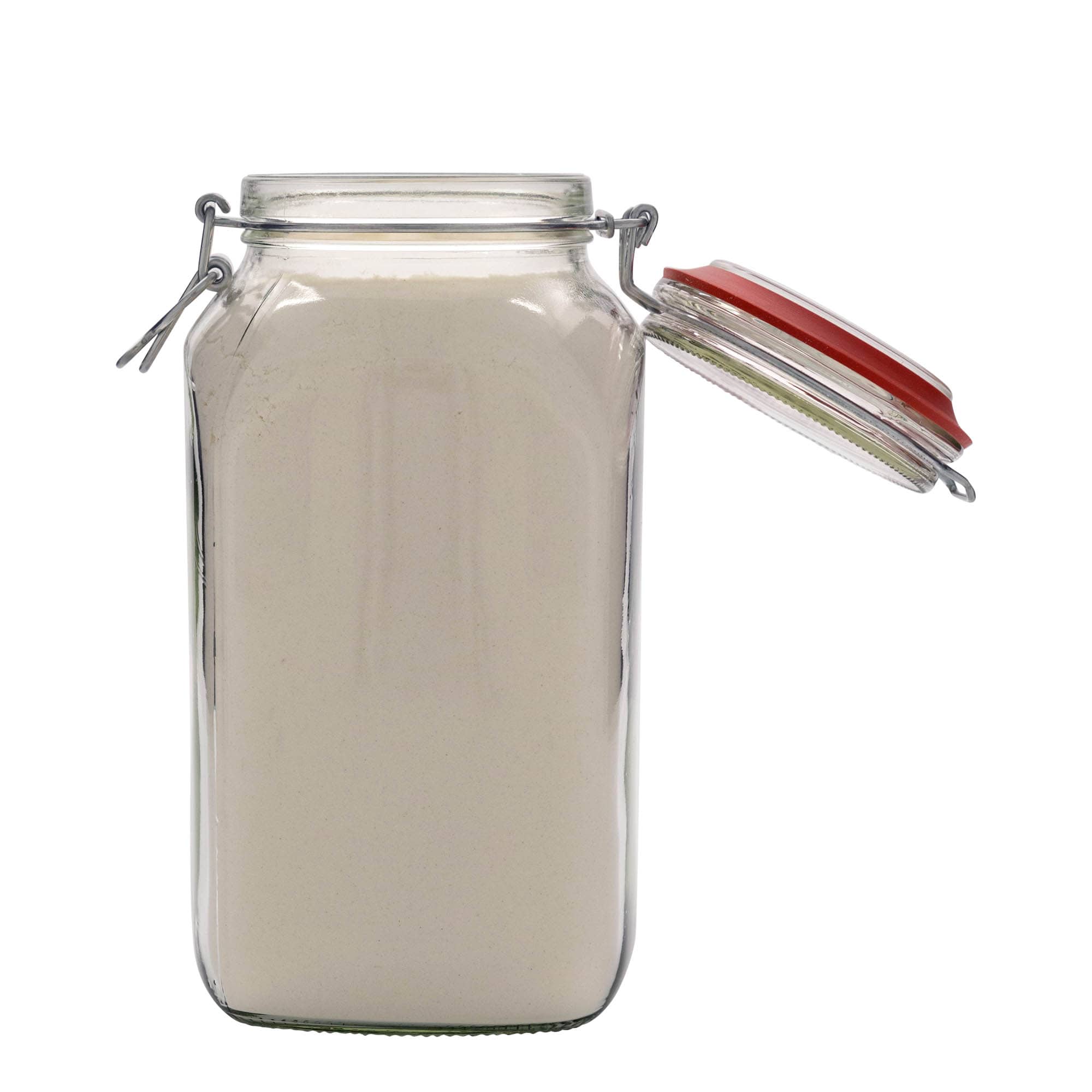 2.590 ml borcan cu clemă metalică #, pătrat, gura: închidere cu clemă metalică