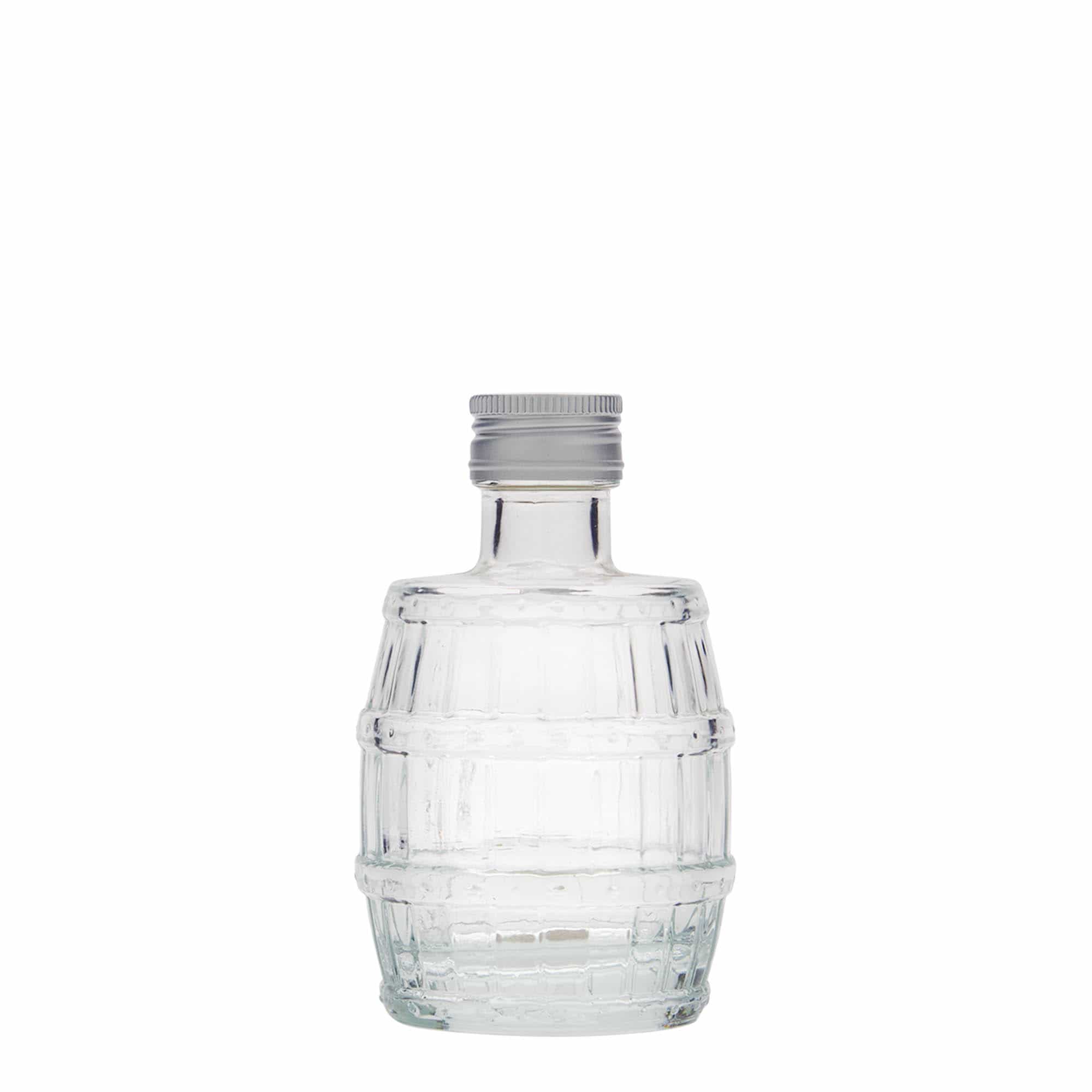 Sticlă de sticlă de 100 ml „butoi”, gura: PP 24