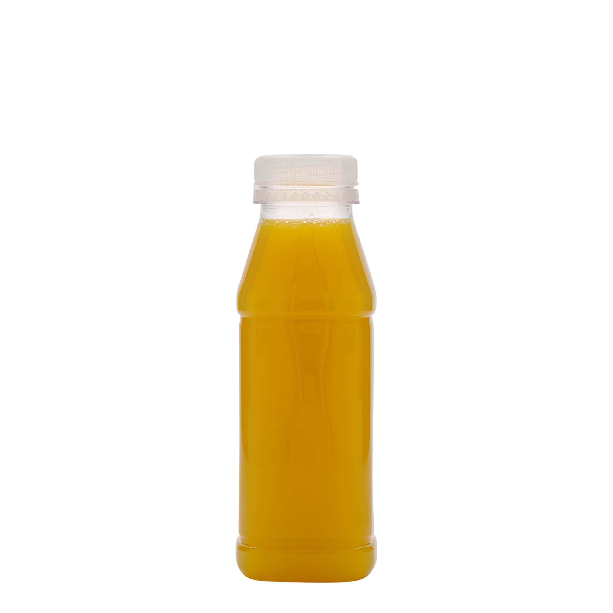 Sticlă PET de 330 ml „Milk and Juice Carré”, pătrată, plastic, gura: 38 mm