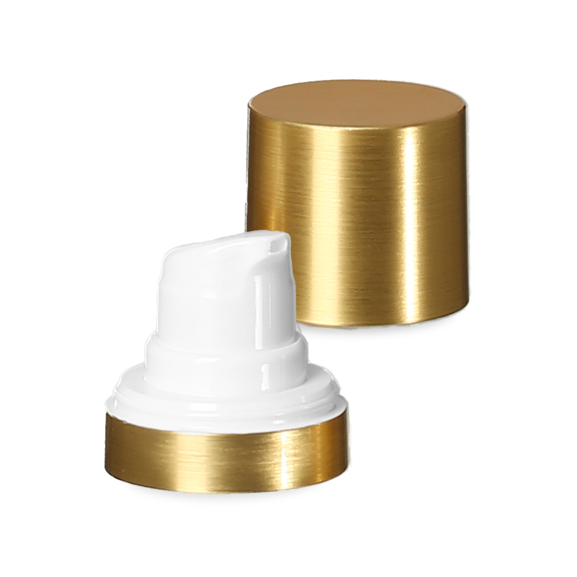 Cap Airless Micro margine aurie + alb, capac de protecție lucios Cap Airless Micro margine aurie + alb, capac de protecție lucios