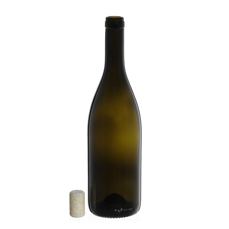Sticlă de vin 750 ml „Tiffany”, verde antichizat, gura: plută