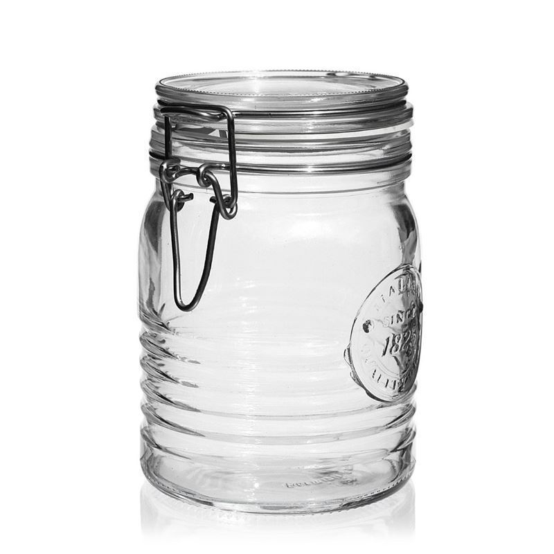 750 ml borcan cu capac cu clemă „Officina 1825”, gură: închidere cu clemă metalică 750 ml borcan cu capac cu clemă „Officina 1825”, gură: închidere cu clemă metalică