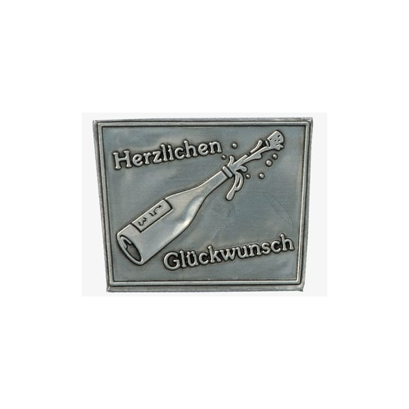 Etichetă de tablă „Felicitări”, trapez, metal, argintiu