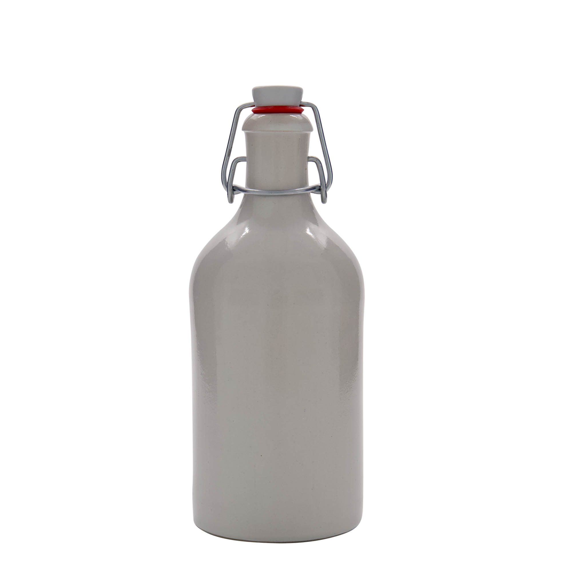 500 ml ulcior de lut, ceramică, alb, gura: închidere cu clemă