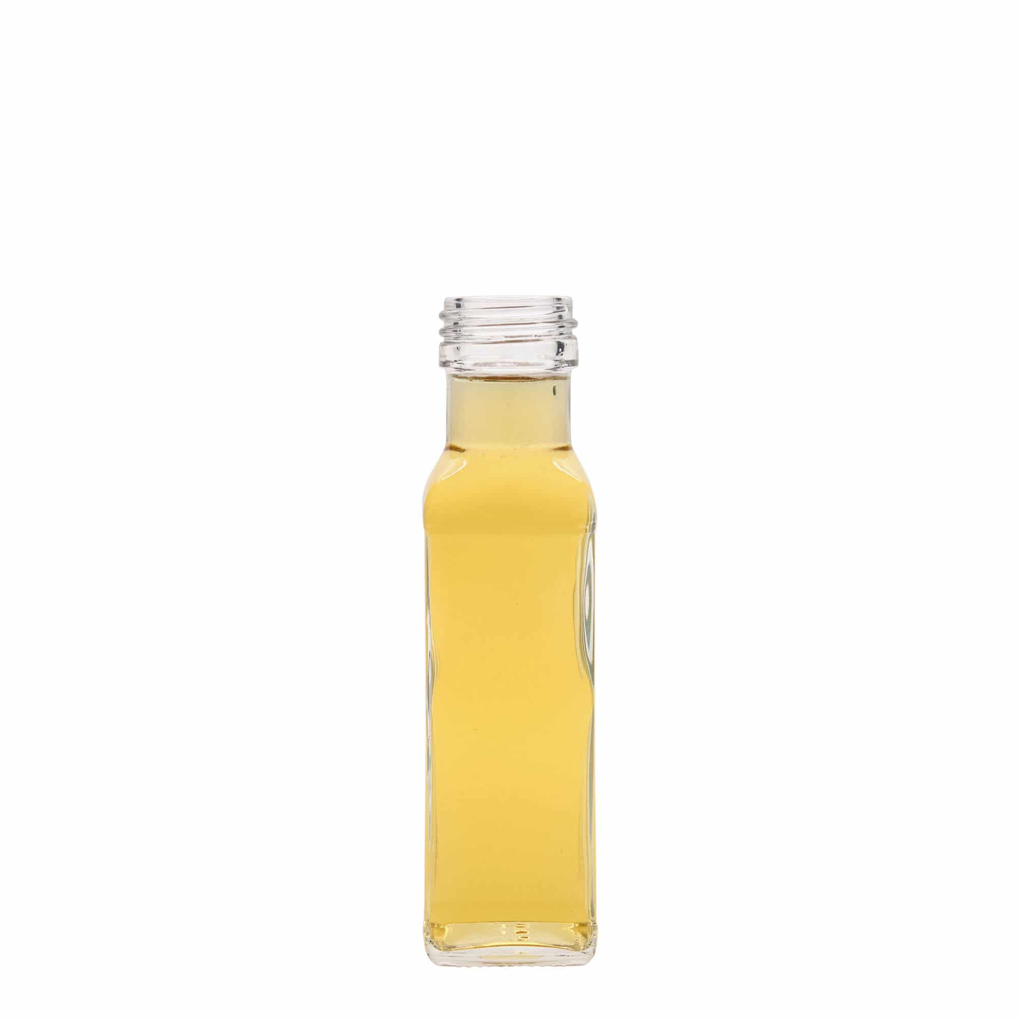 Sticlă de sticlă de 100 ml „Marasca”, pătrată, gura: PP 31,5