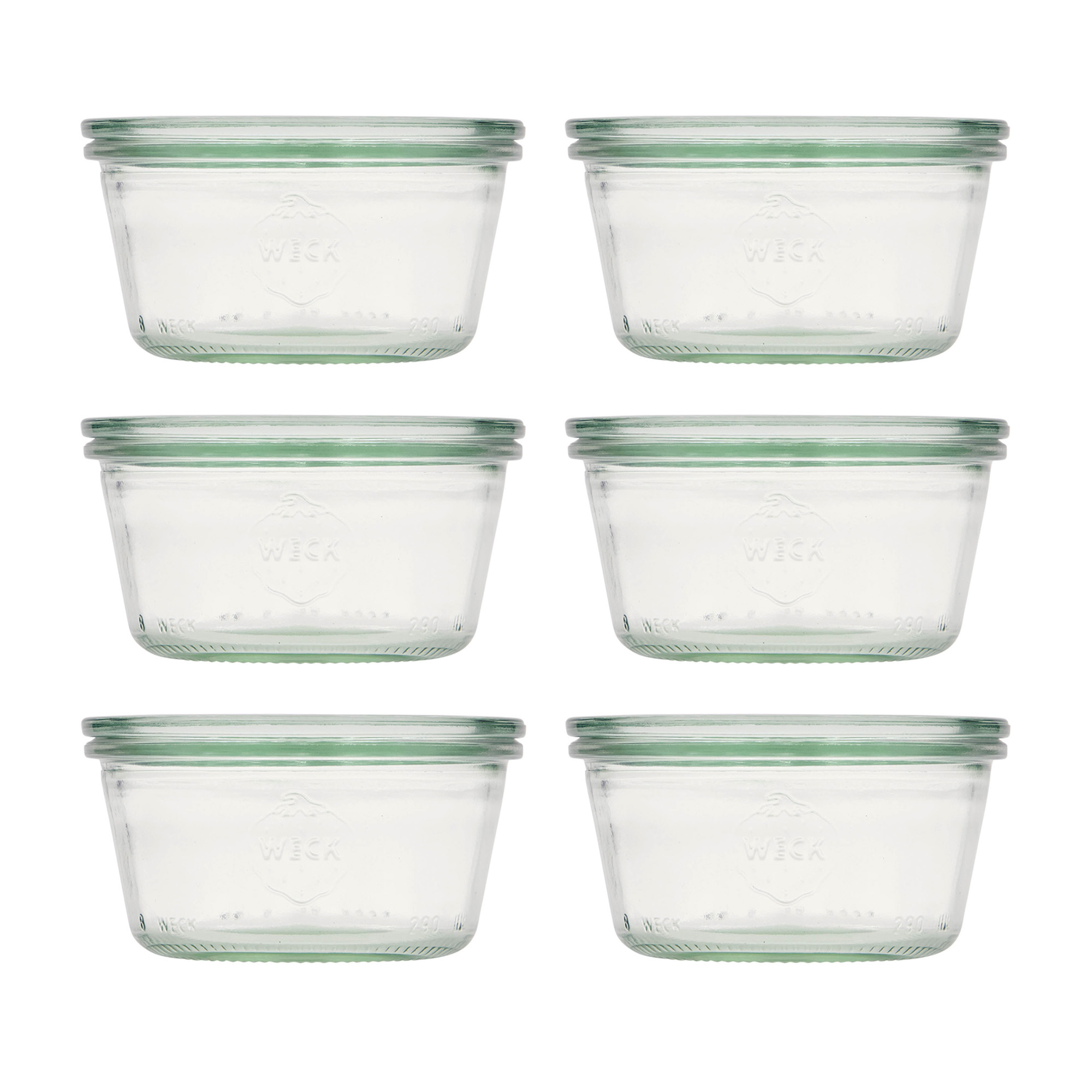 6x 290 ml borcan WECK cu gura largă plat cu capac de sticlă RR 100