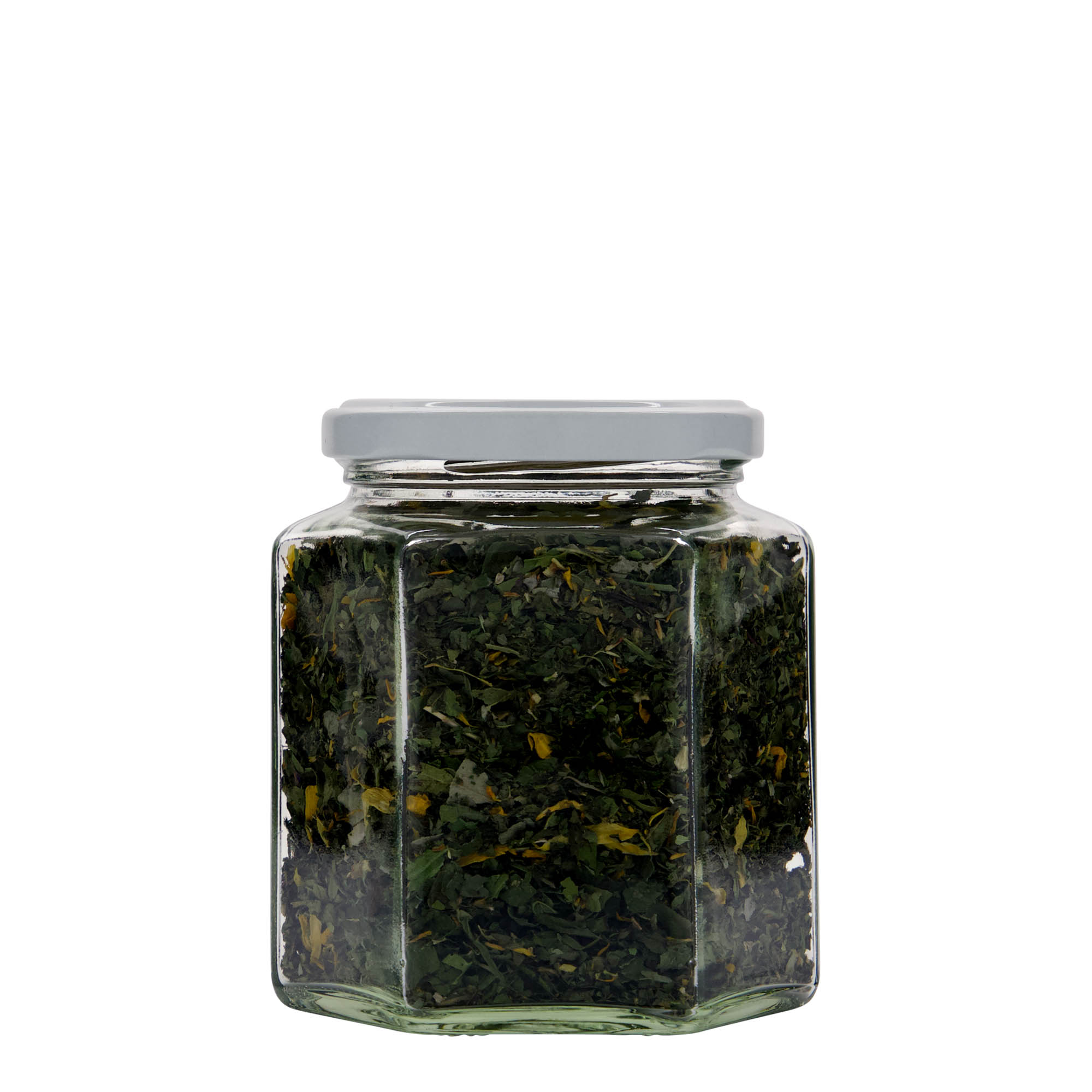 390 ml borcan hexagonal, gură: Twist-Off (TO 70)