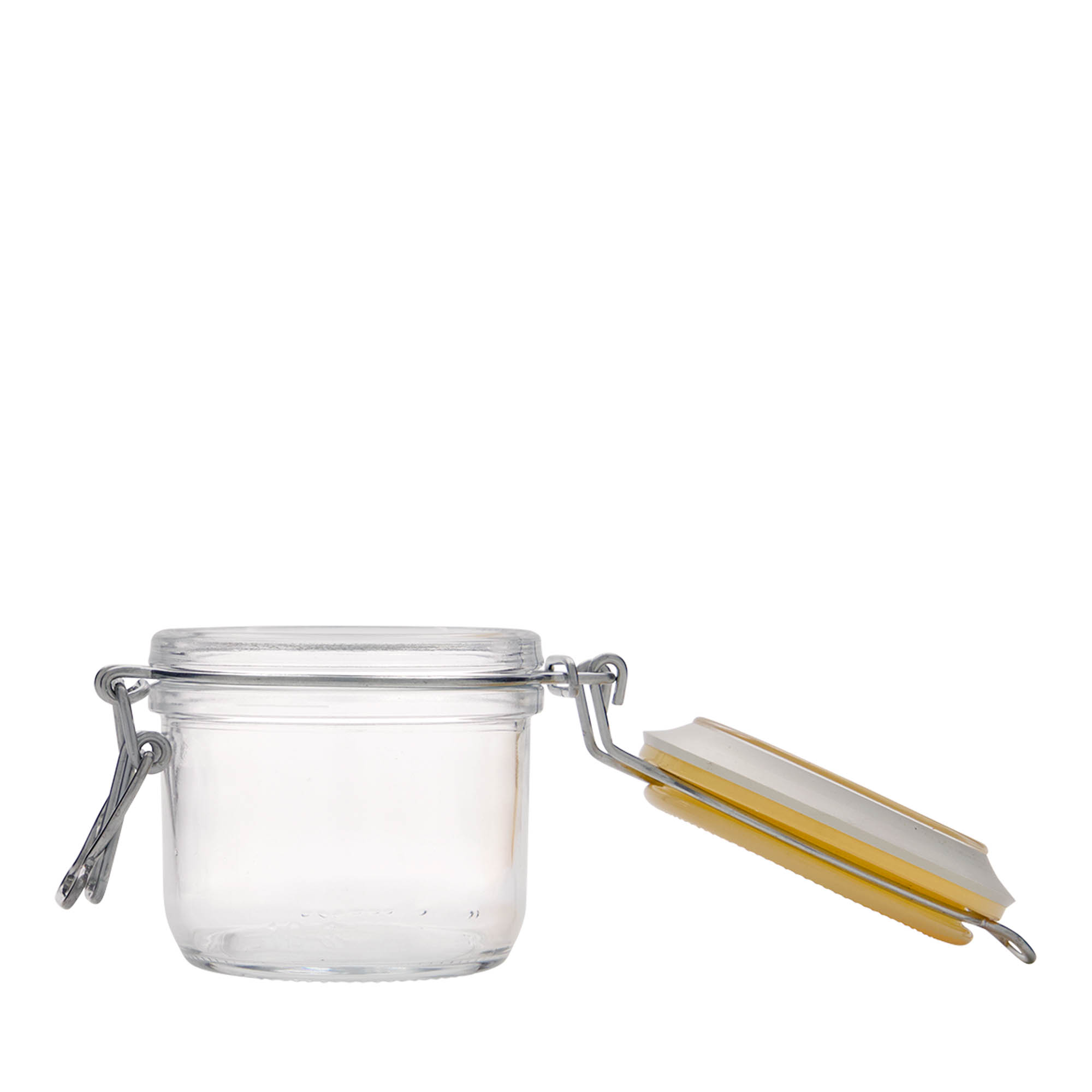 200 ml borcan cu clemă metalică „Fido”, galben, gura: închidere cu clemă metalică