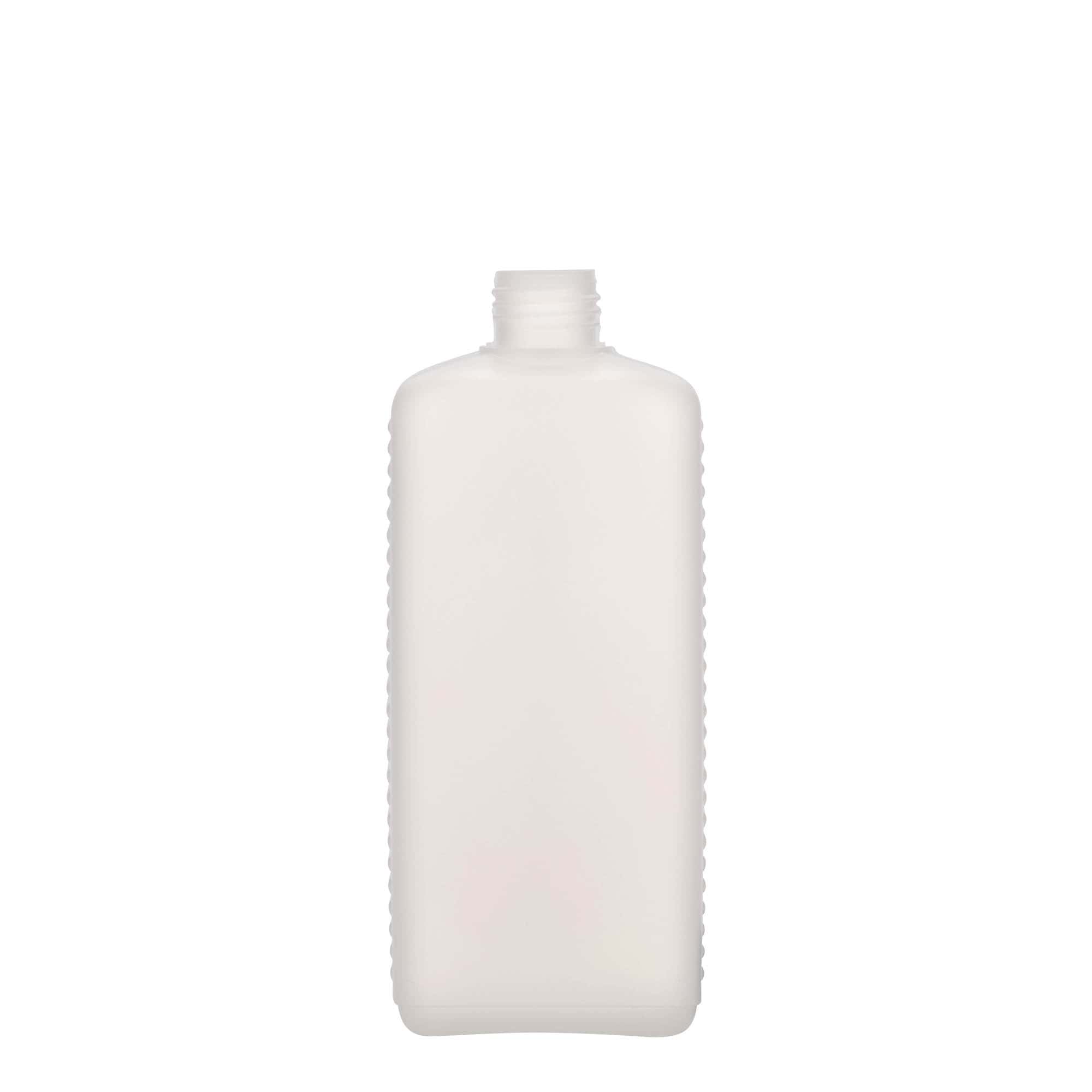 Bidon de 500 ml, dreptunghiular, plastic HDPE, natural, gura: DIN 25 EPE