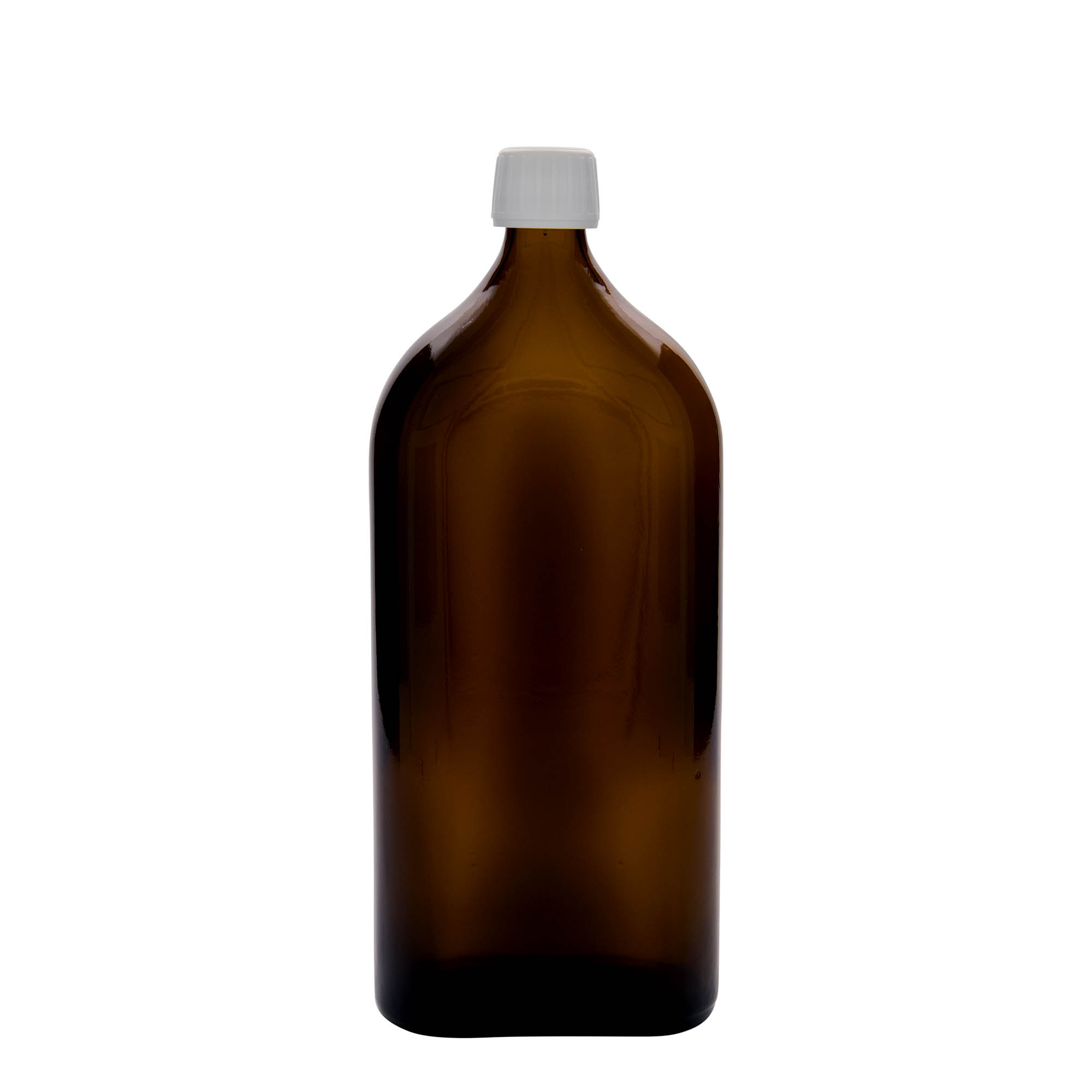 1.000 ml sticlă medicală Meplat, ovală, sticlă, maro, gura: PP 28