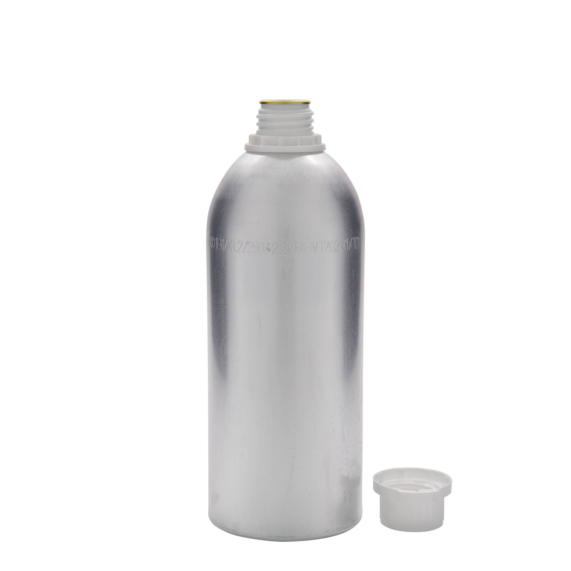 1100 ml sticlă din aluminiu, metal, argintiu, gura: DIN 32