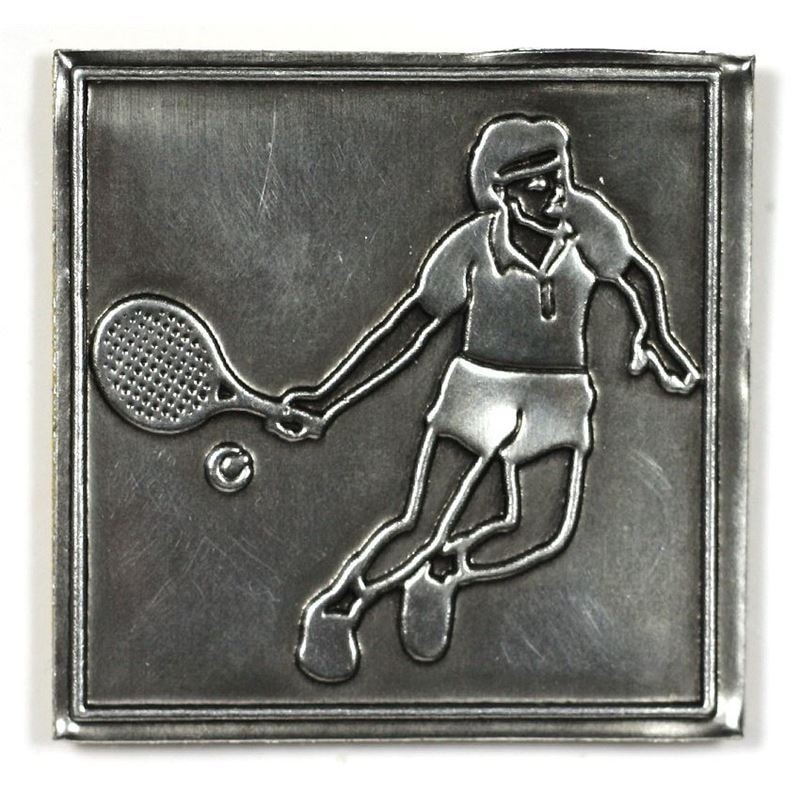 Etichetă pentru conserve „Tennis”, pătrată, metal, argintiu