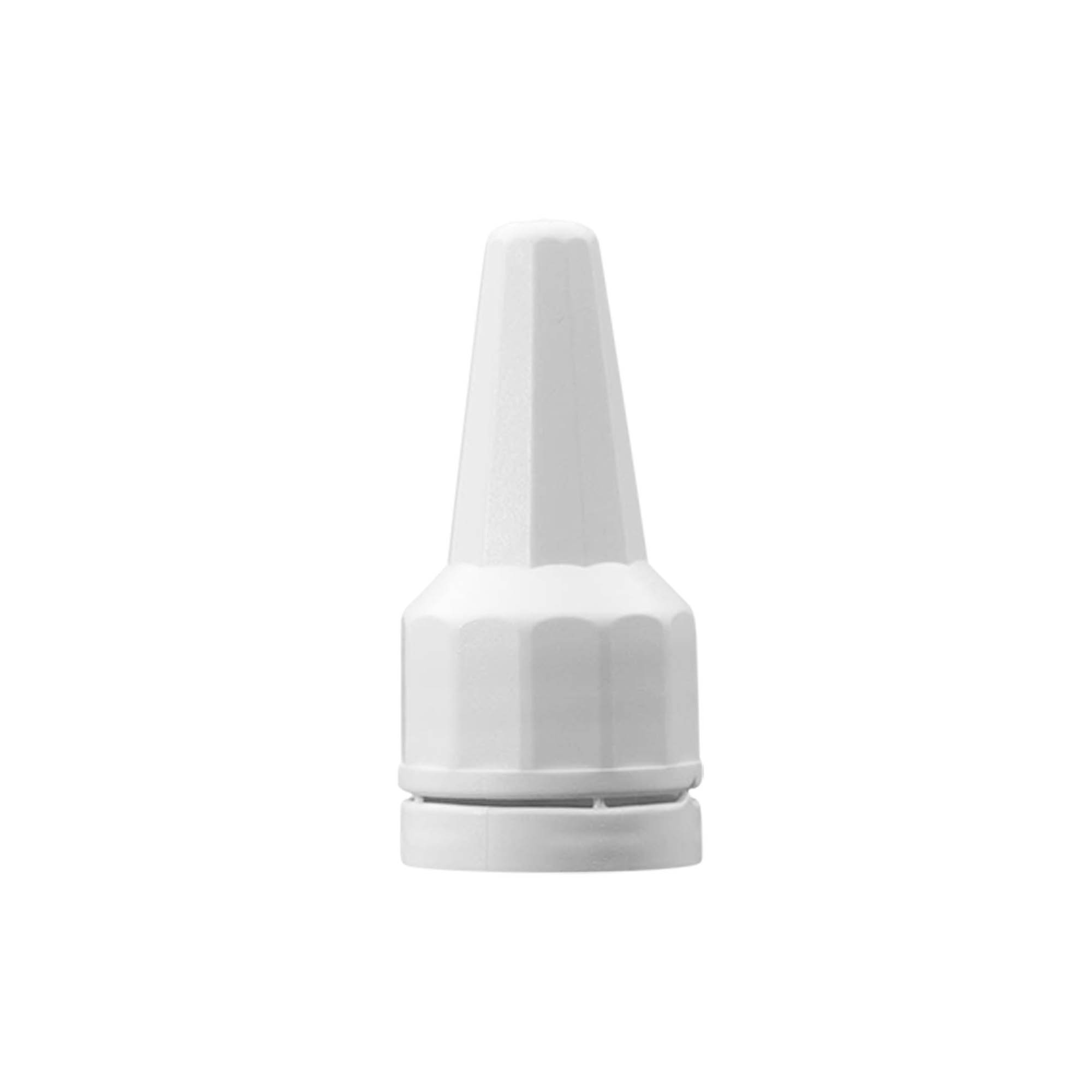 Capac cu filet și aplicator, din plastic PE, alb, pentru deschidere: DIN 18 Capac cu filet și aplicator, din plastic PE, alb, pentru deschidere: DIN 18