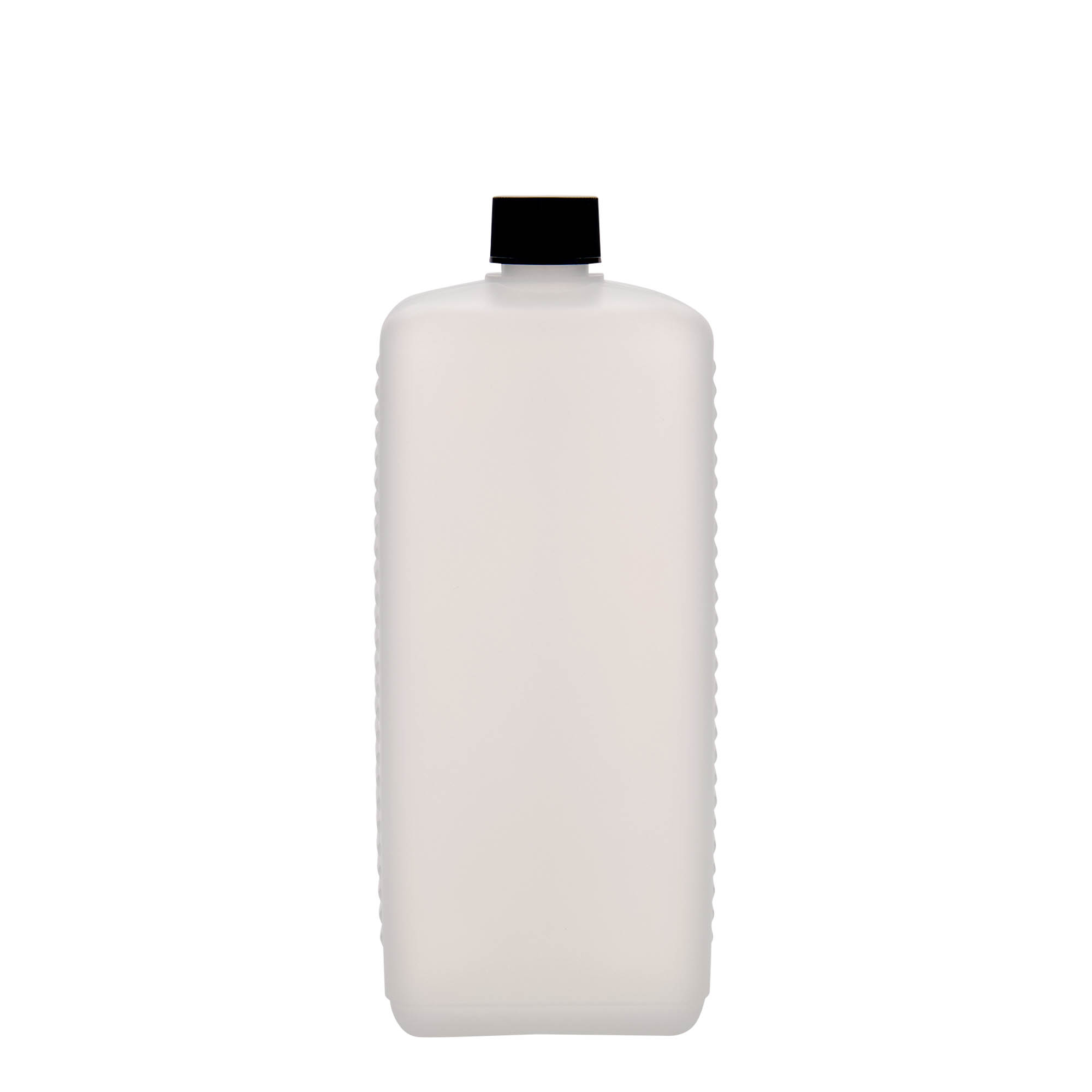 1.000 ml sticlă canistră, dreptunghiulară, plastic HDPE, natural, gura: DIN 25 EPE