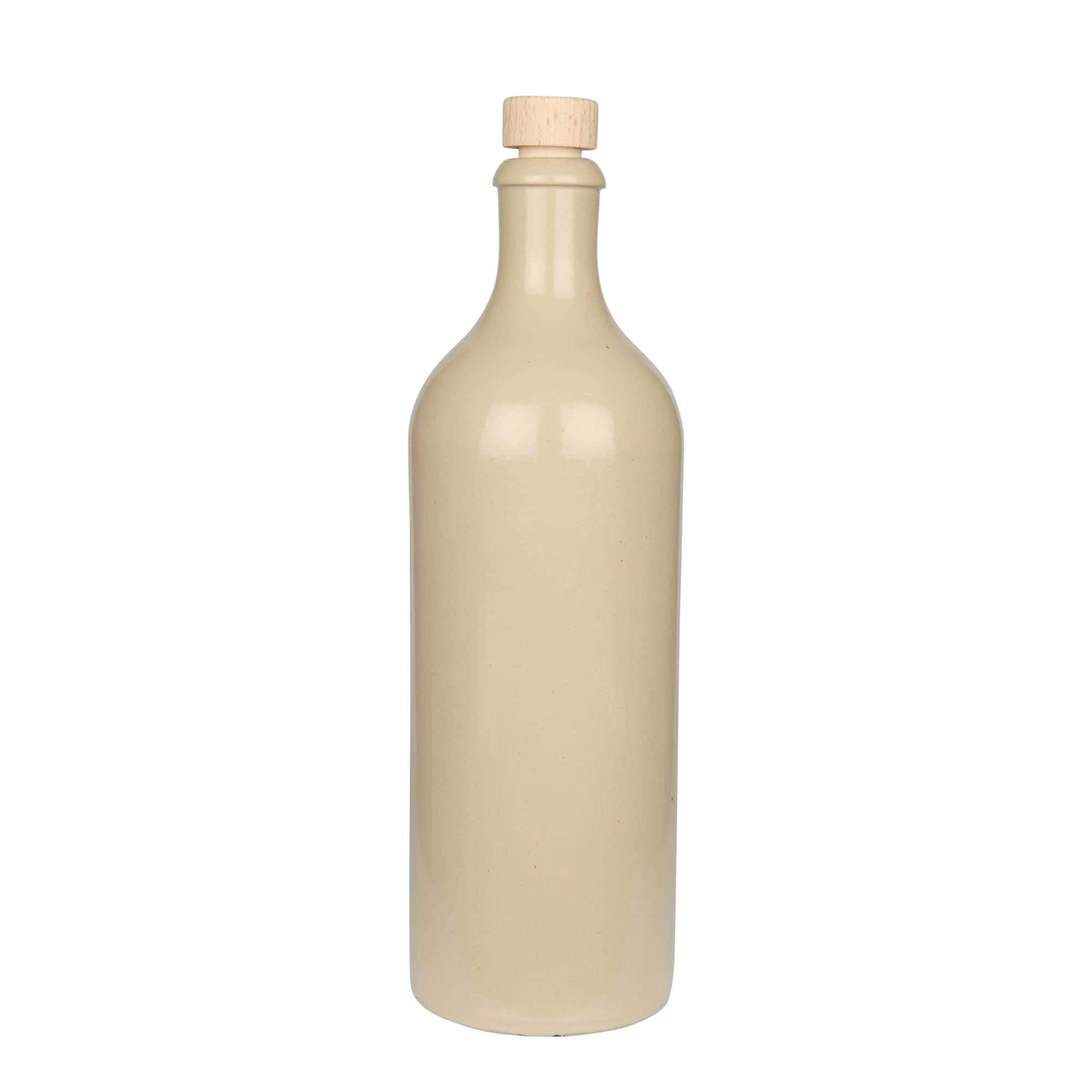750 ml ulcior de lut, ceramică, bej, gură: dop de plută